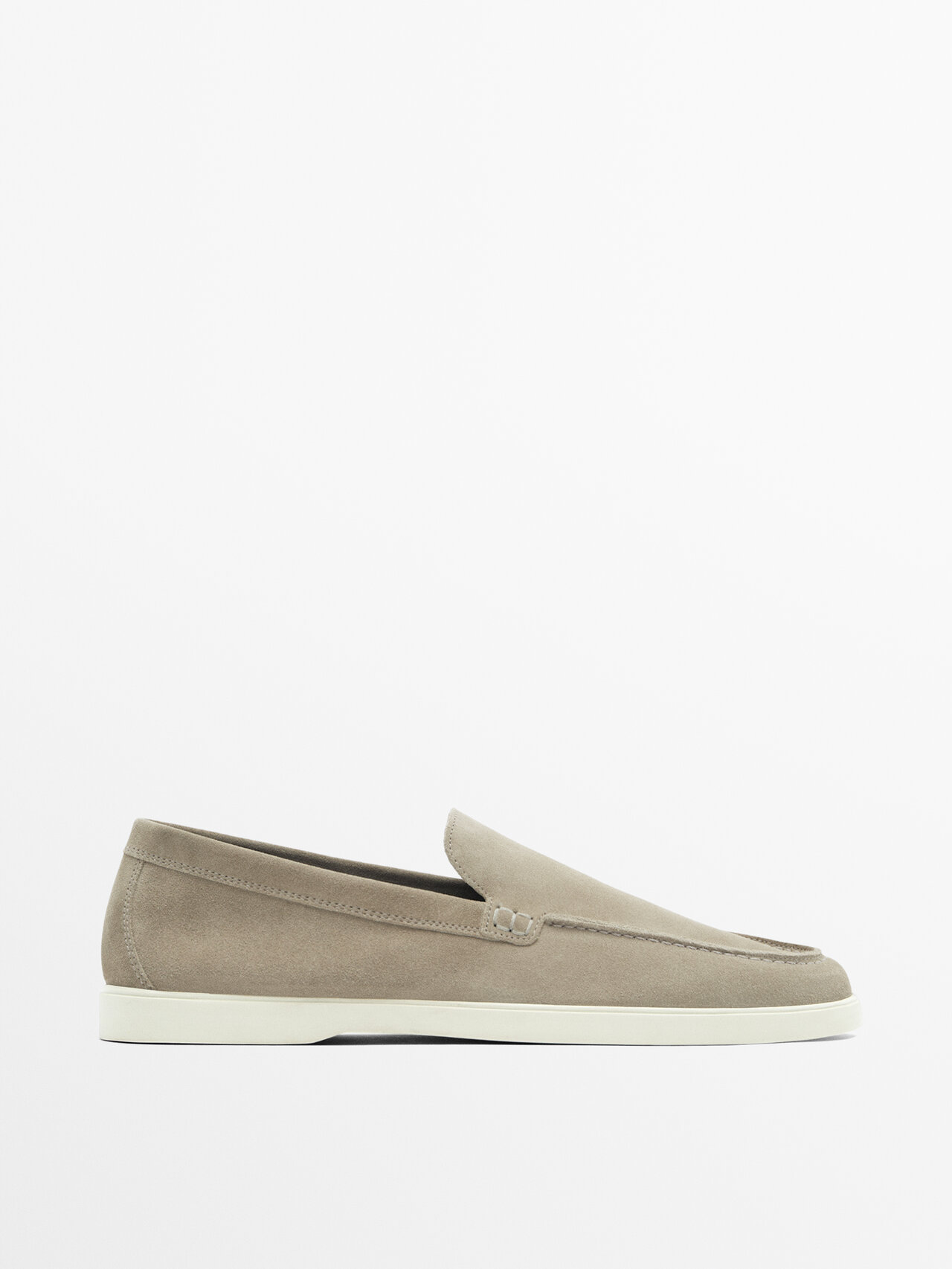 Shop Massimo Dutti Split Suede Leather Loafers In Sand