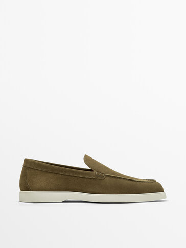 Split suede leather loafers
