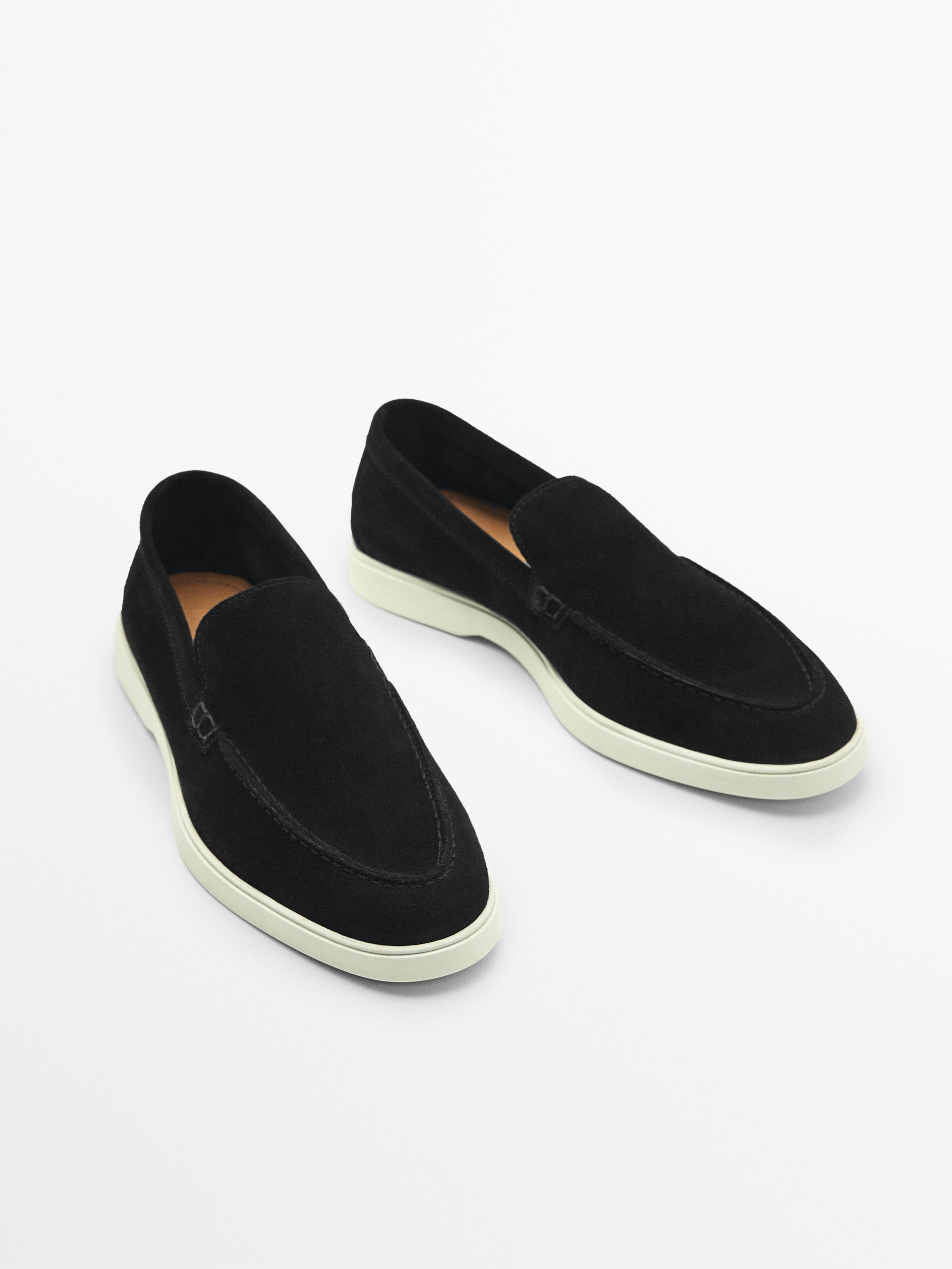 Mens black store suede loafers