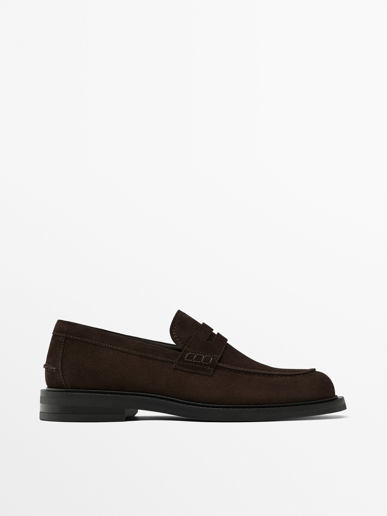 Massimo Dutti Split Suede Penny Loafers In Brown