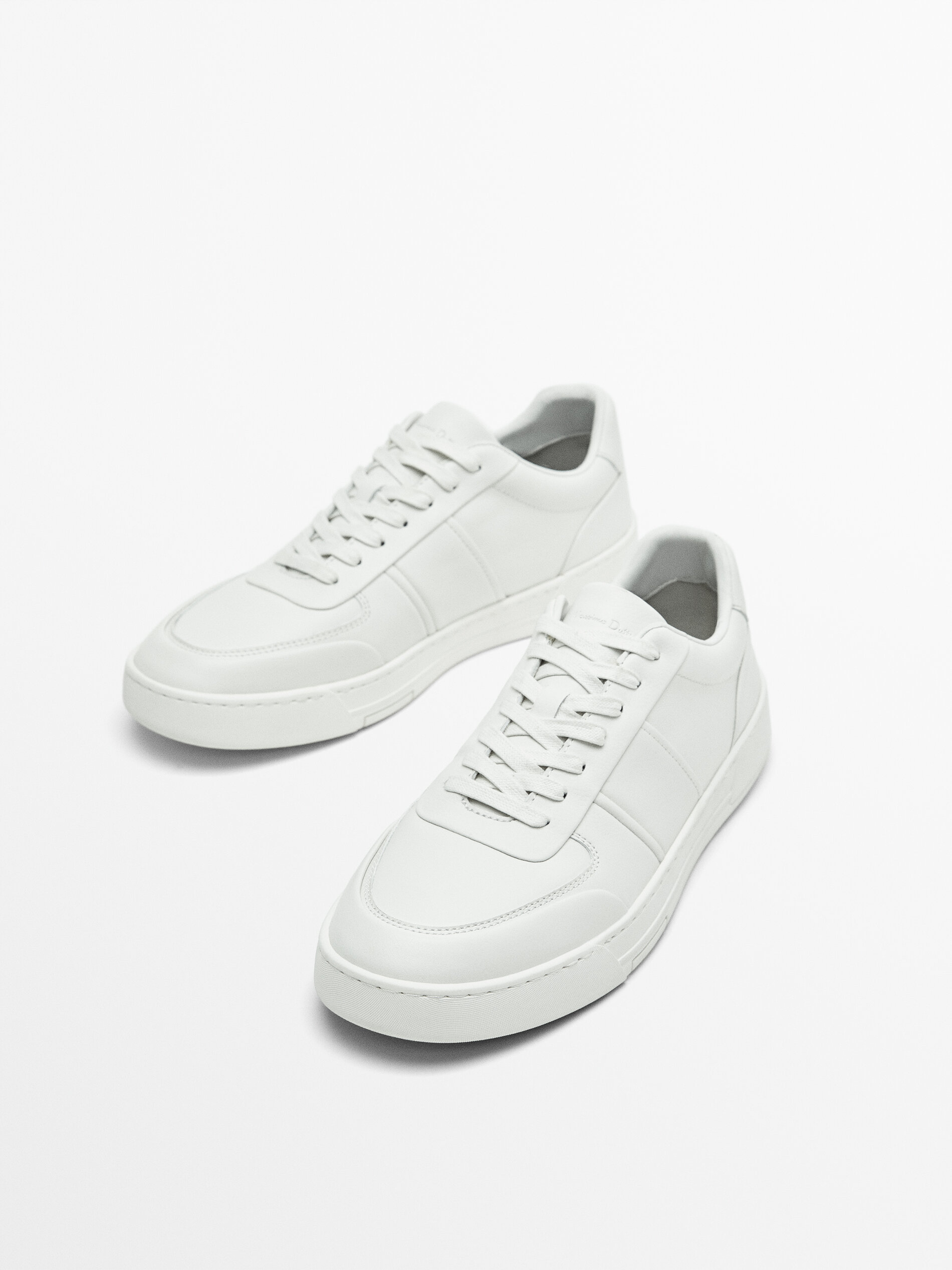 Massimo dutti white leather hot sale trainers