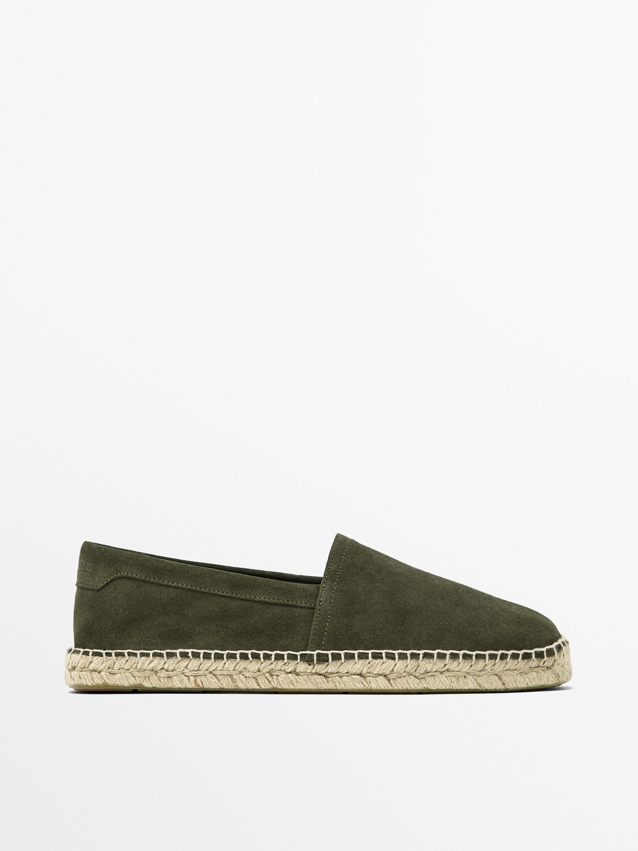 Massimo Dutti Split Suede Espadrilles In Khaki