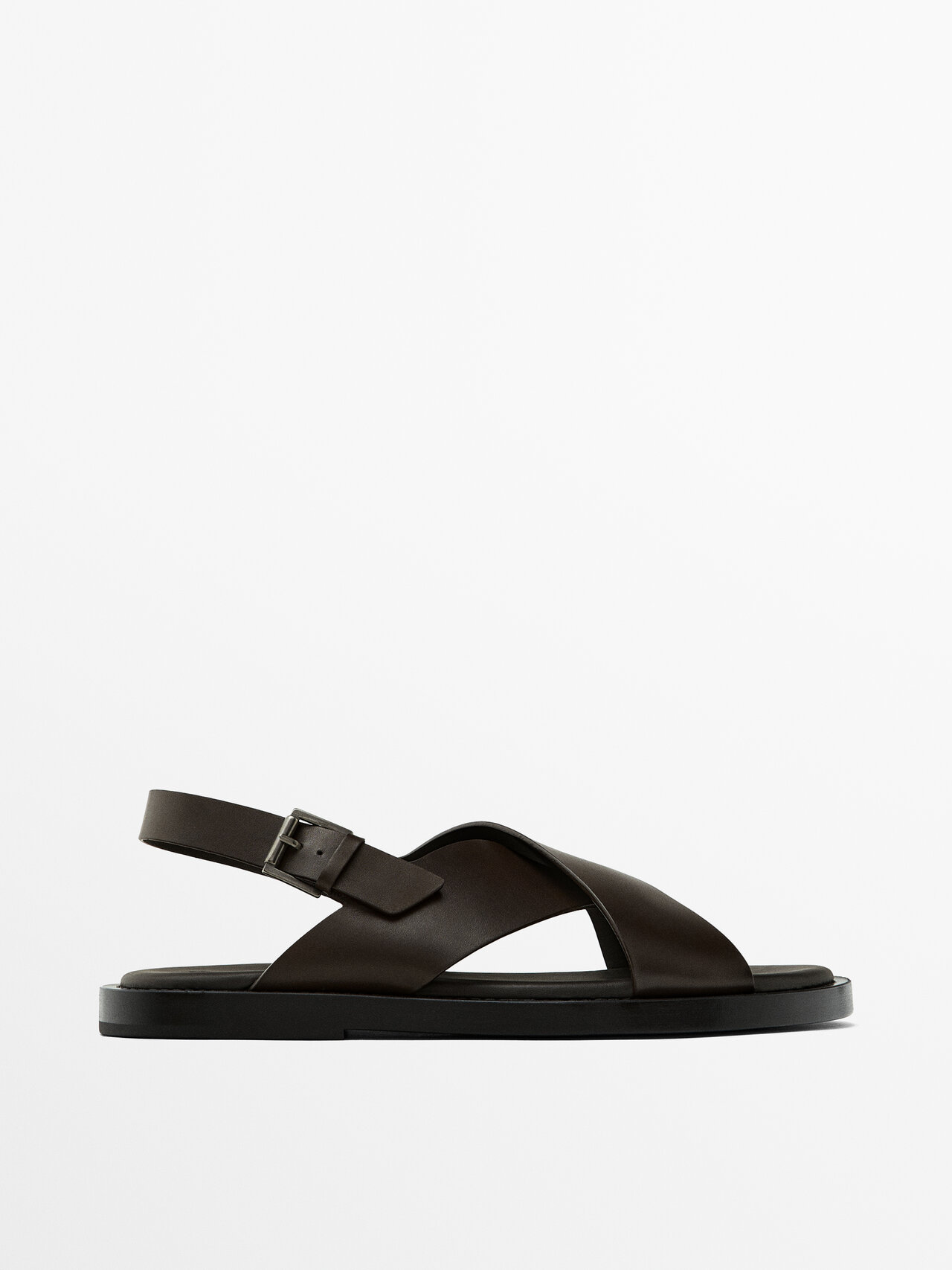 Massimo Dutti Leather Sandals In Brown