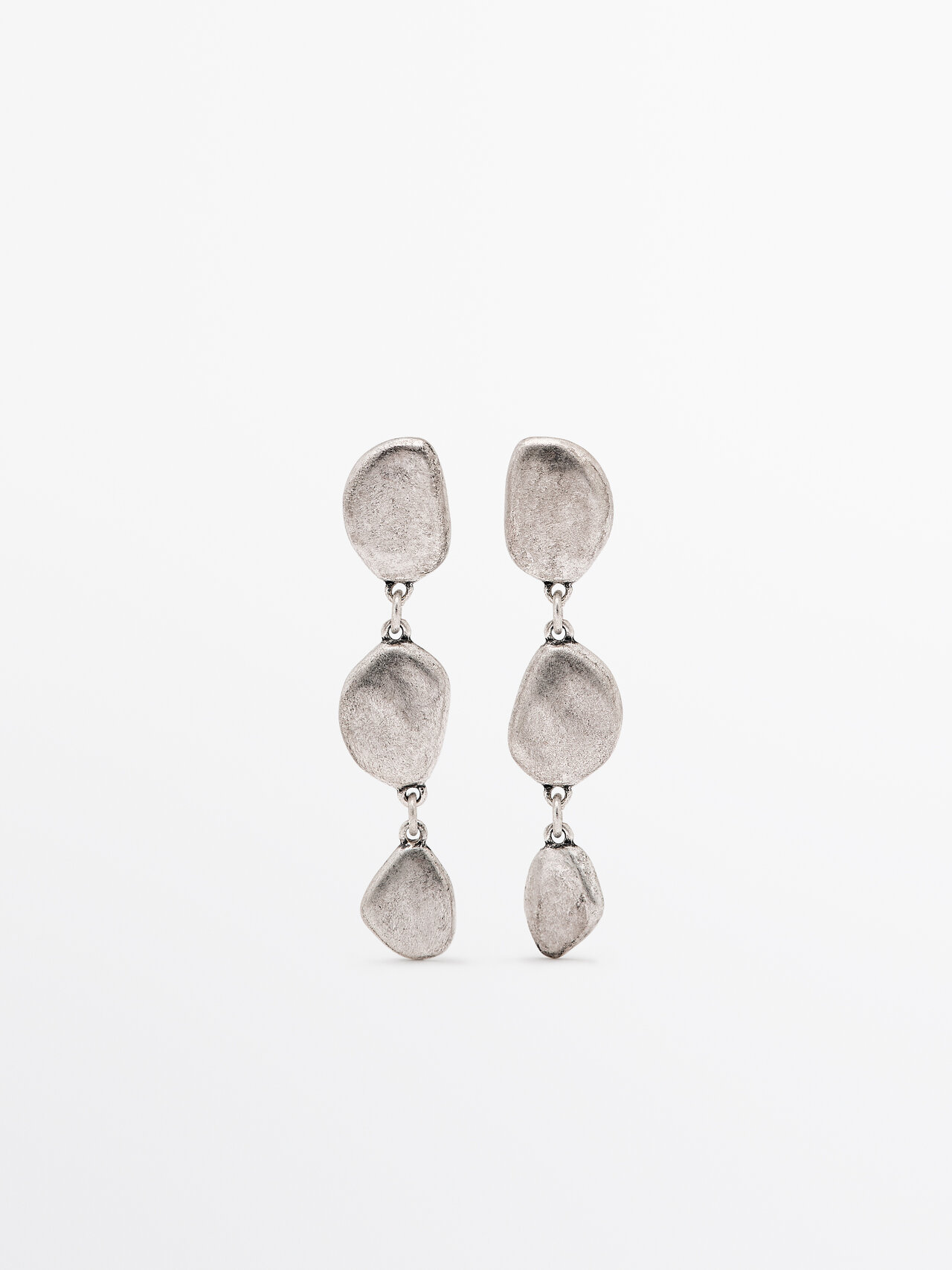 Massimo Dutti - Dames - Oorhangers Blad - Zilver - 01
