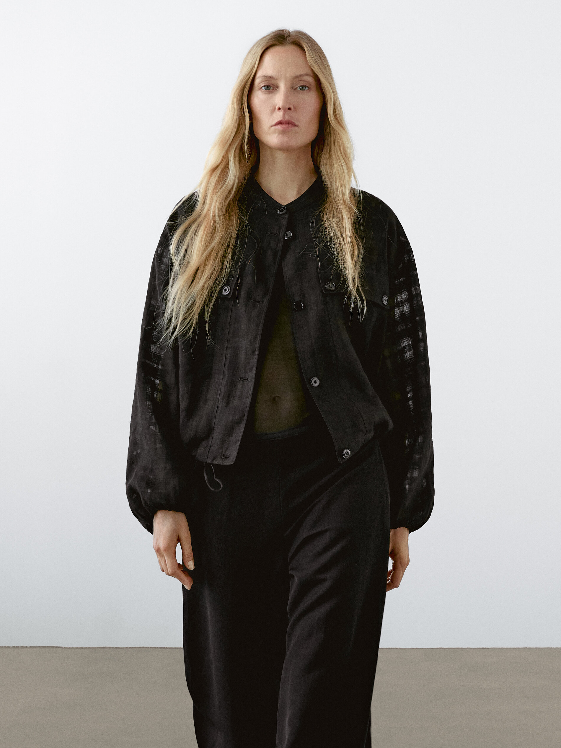 Pantalon Lin Taille Élastique - Noir - 38 - Massimo Dutti - Femme