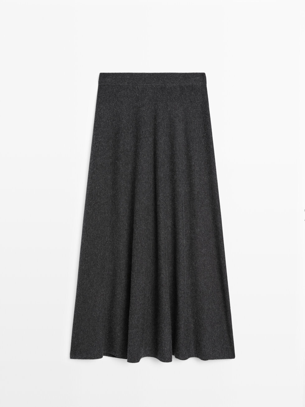 Long wool blend flared skirt