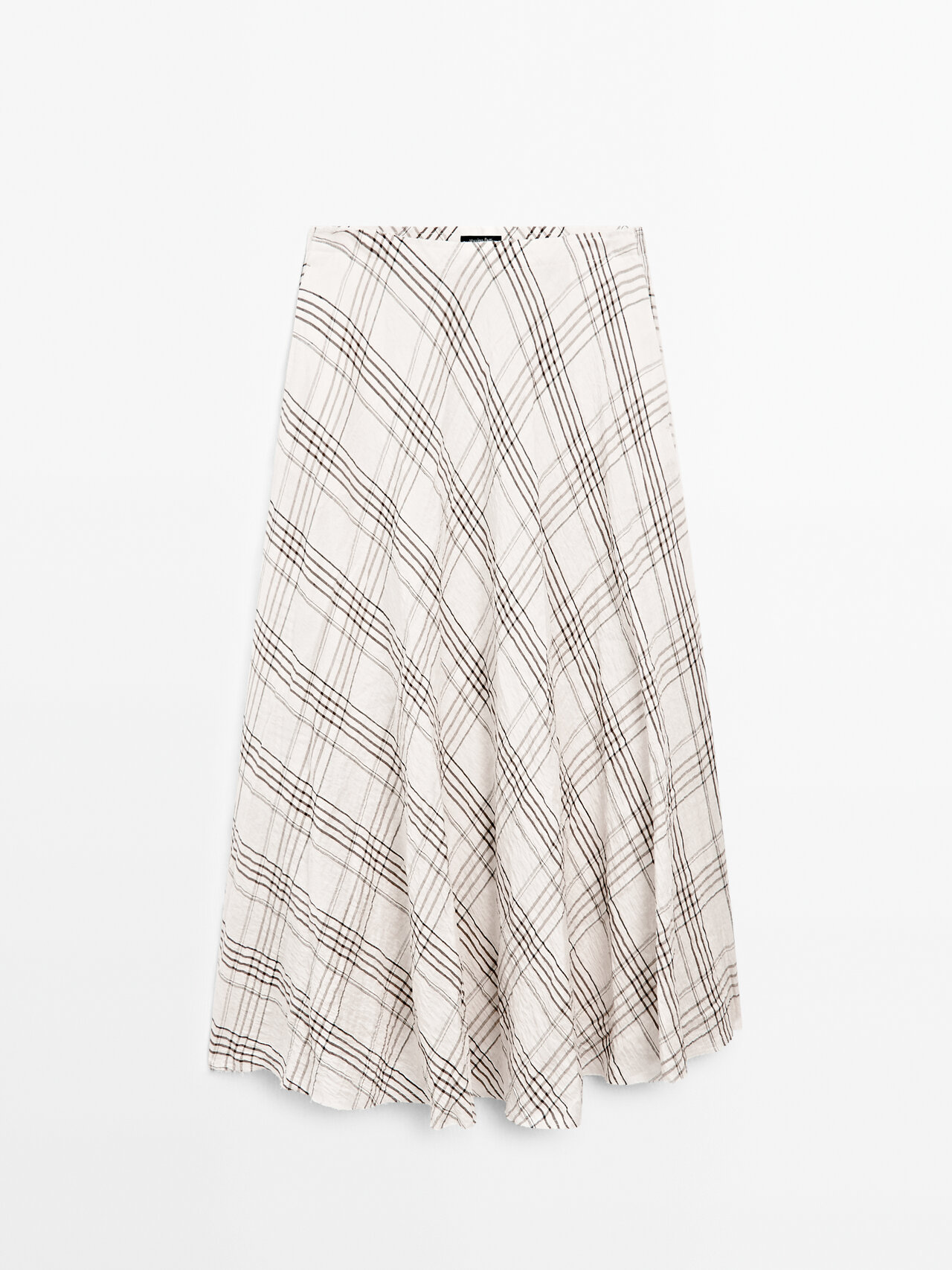 Massimo Dutti - Dames - Soepelvallende Halflange Rok Met Ruiten - Wit - 34