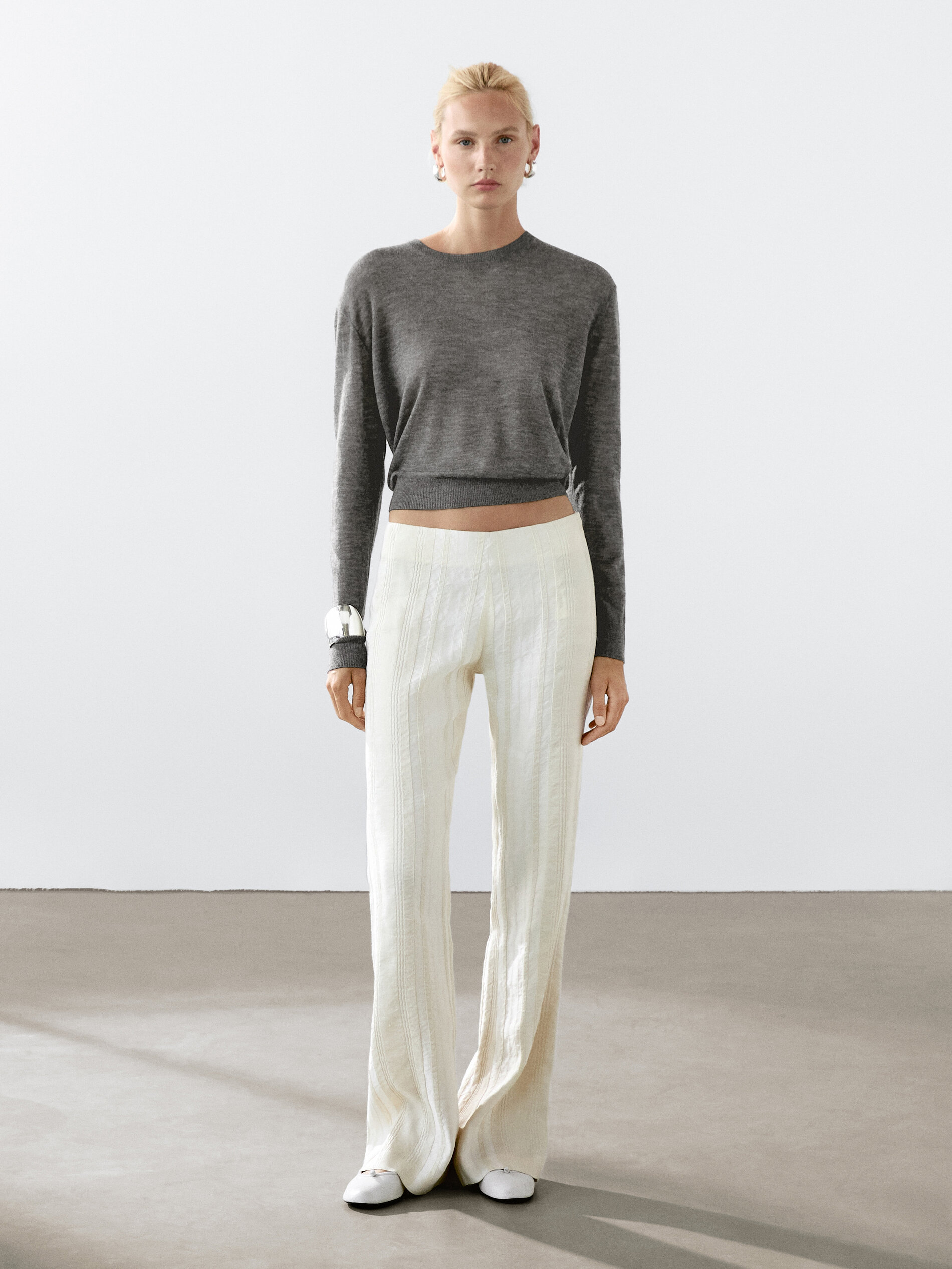 Pull En Maille Fine 100 % Cachemire - Gris Anthracite - M - Massimo Dutti - Femme