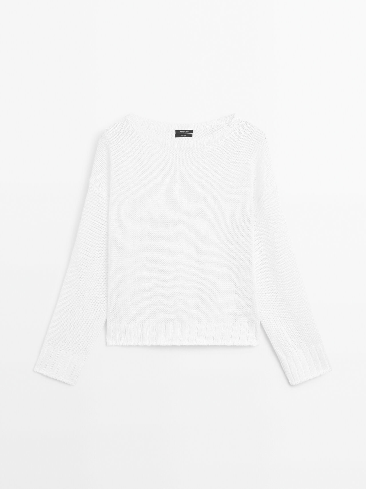 Massimo Dutti - Dames - 100% Linnen Tricot Trui - Wit - M