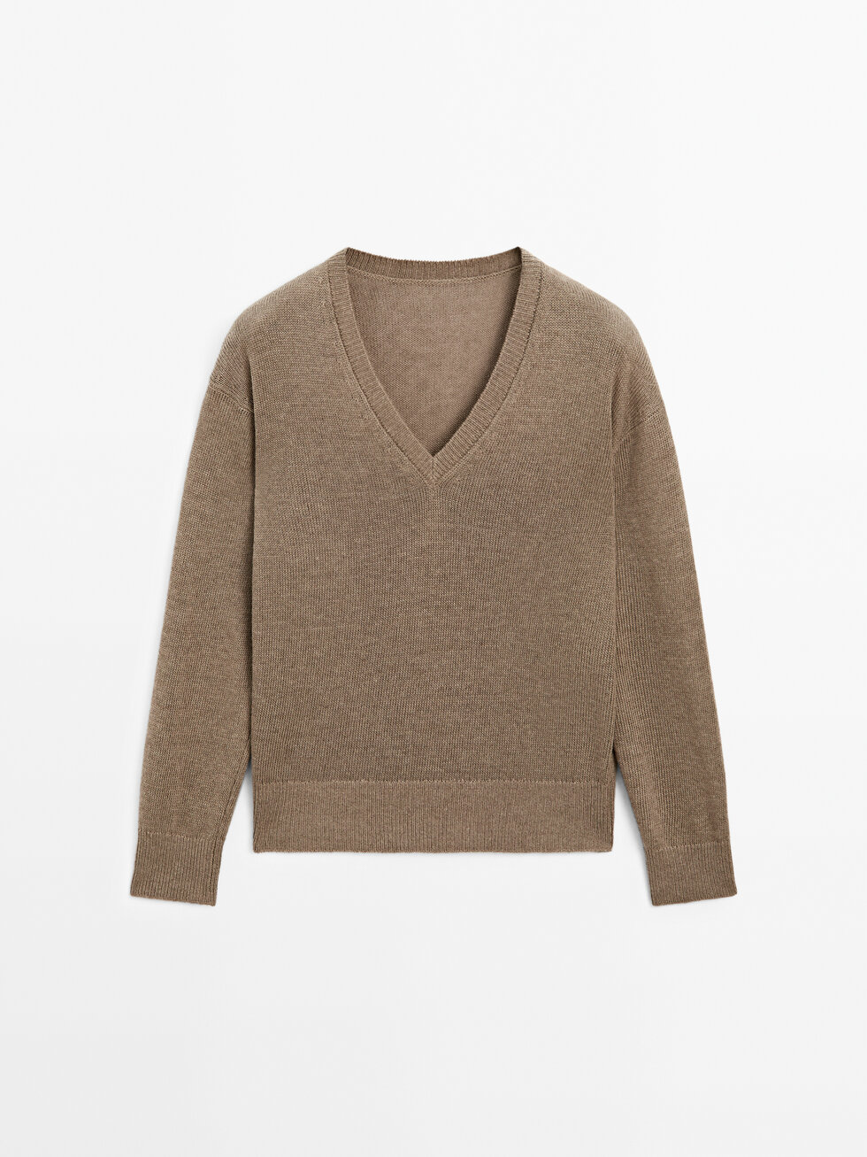 Long sleeve V-neck knit sweater