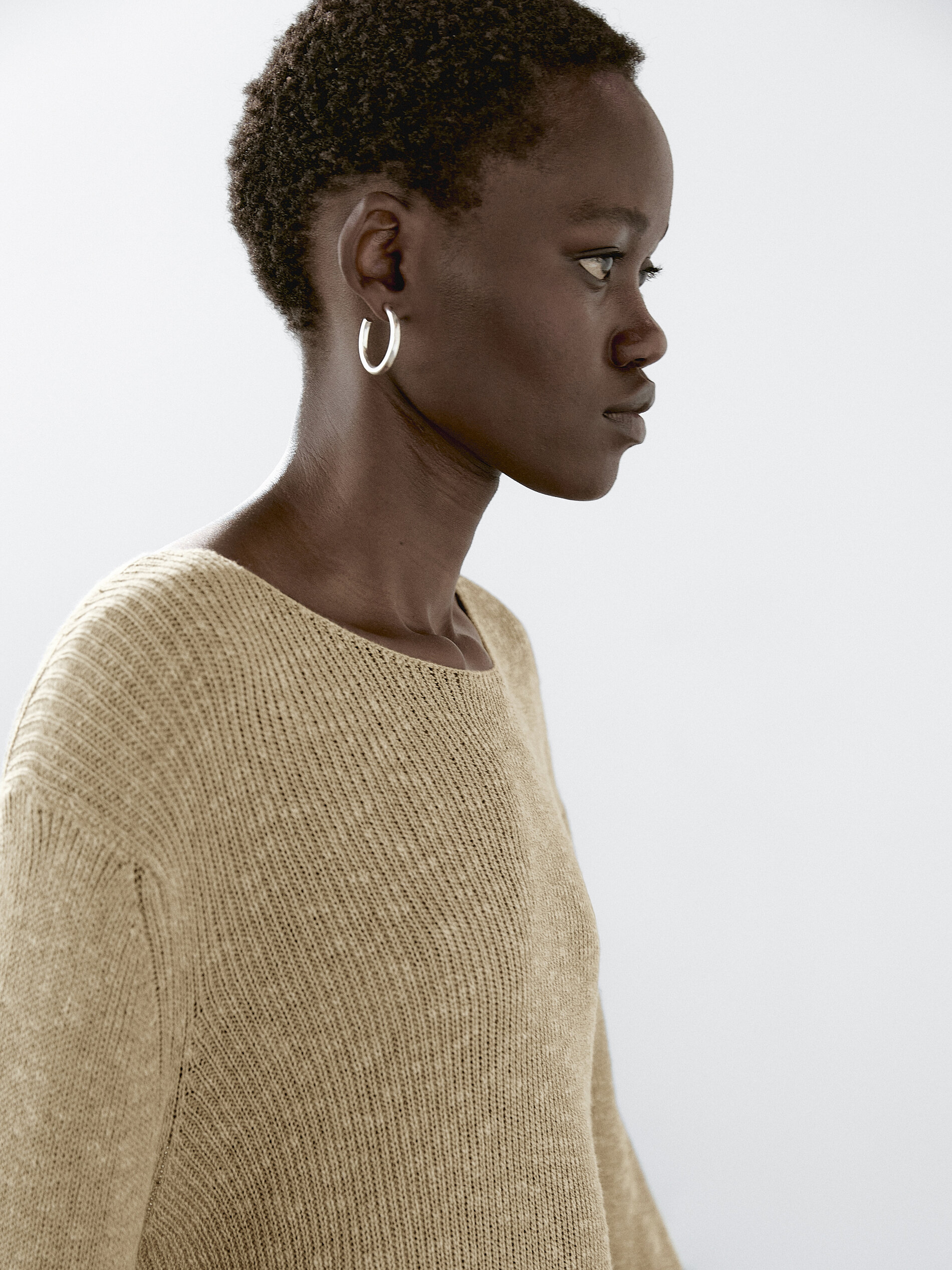 Pull En Maille De Coton Mélangé - Verdâtre - Xs - Massimo Dutti - Femme