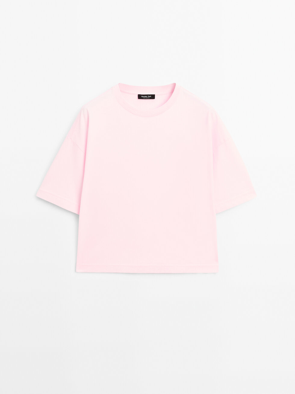 ◆Massimo Dutti◆ Short sleeve cotton blend t-shirt Short sleeve cotton blend T-shirt · Cream, Brown · T-shirts
