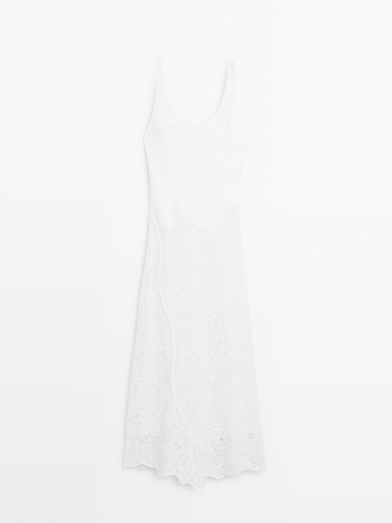 Massimo Dutti - Dames - Wijde Midi-Jurk Van Katoenmix - Wit - 38