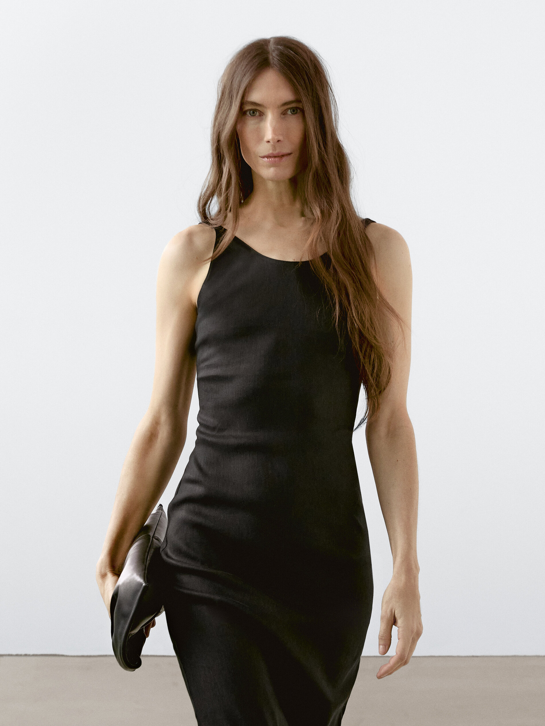 Robe Midi Décolleté Dos - Noir - 40 - Massimo Dutti - Femme