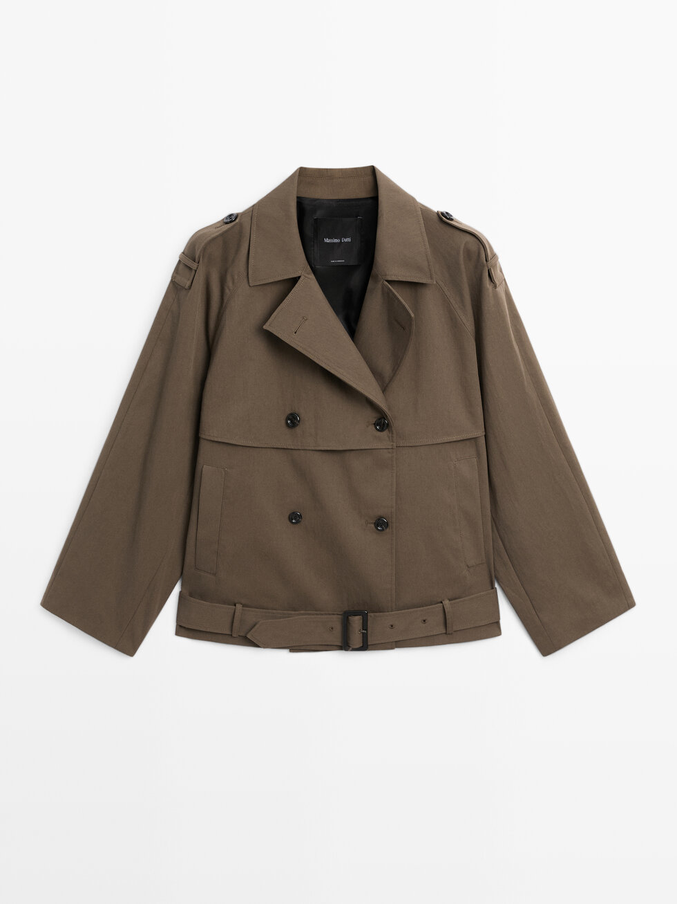 Short trench coat with belt detail