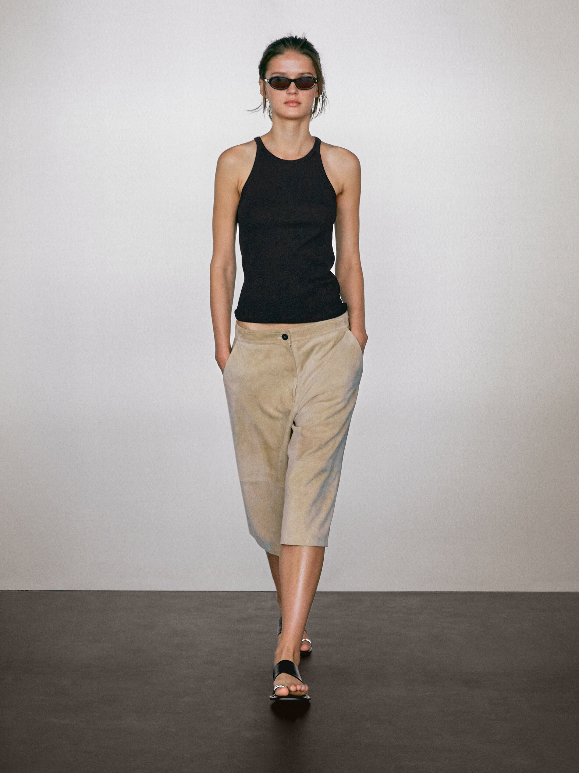 Débardeur 100 % Coton À Encolure Américaine - Noir - L - Massimo Dutti - Femme
