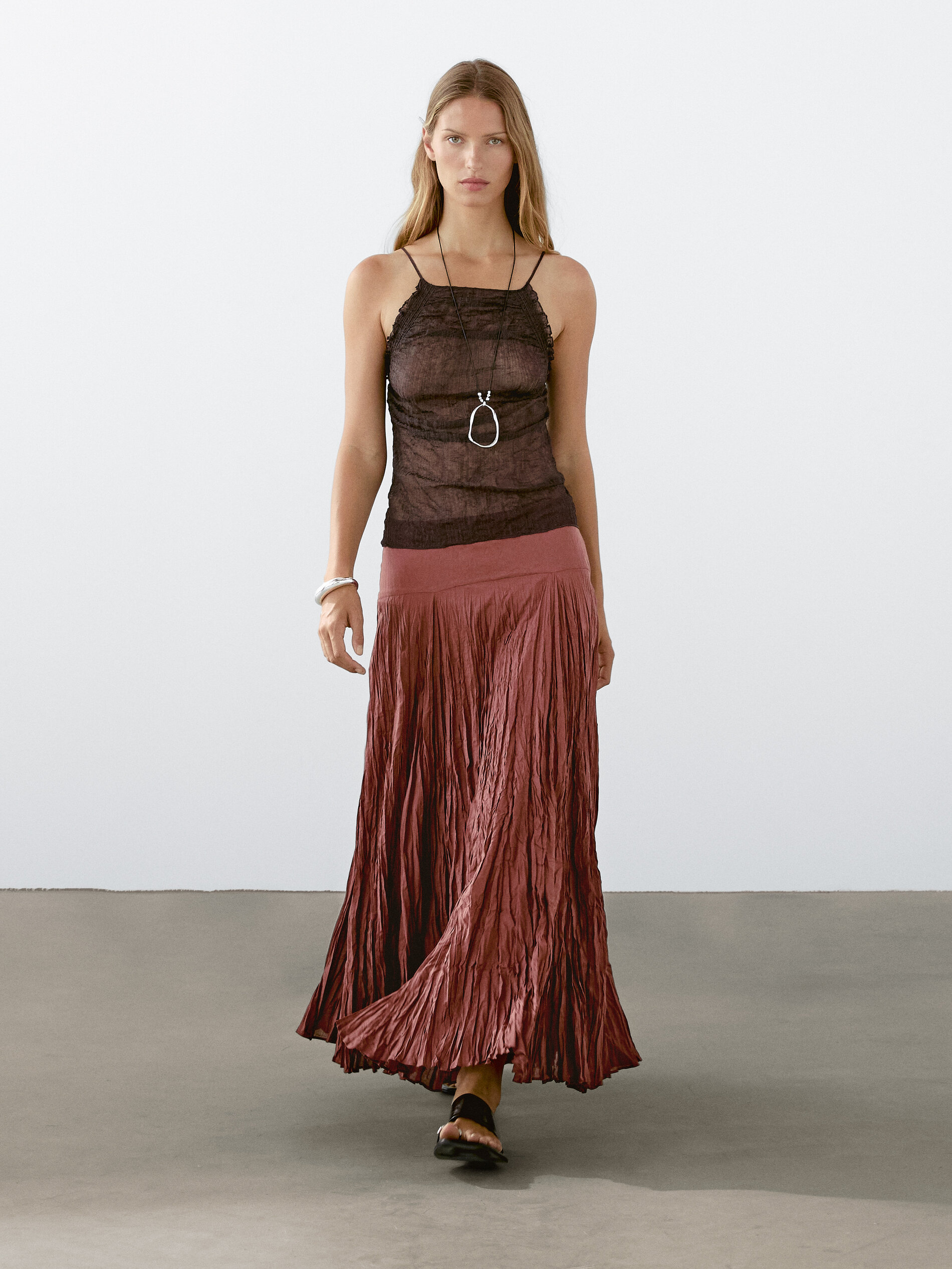 Top Dos Nu À Encolure Américaine - Bordeaux - S - Massimo Dutti - Femme