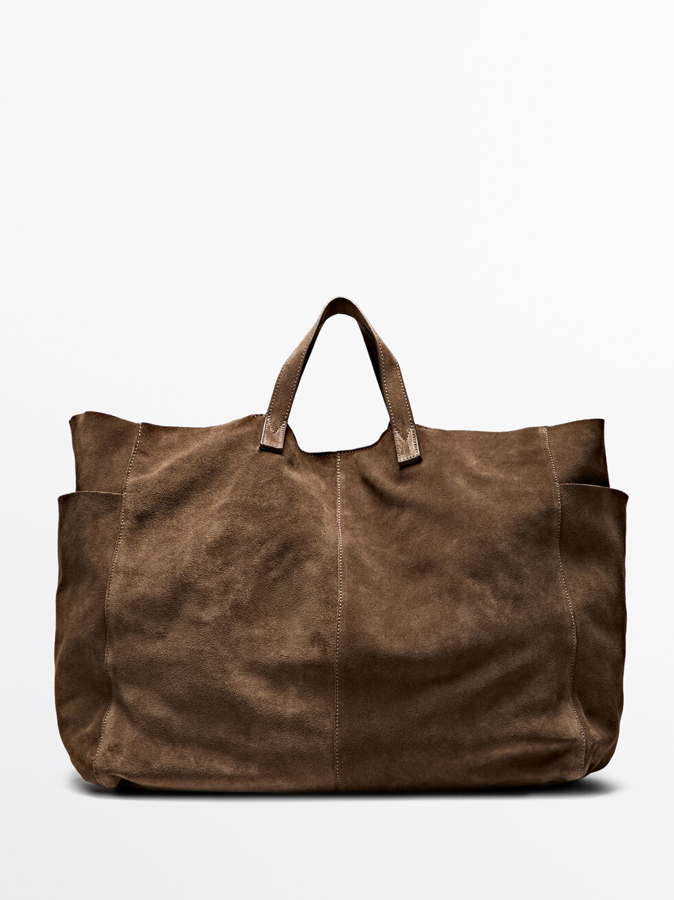 Leather and split leather maxi shopper bag
