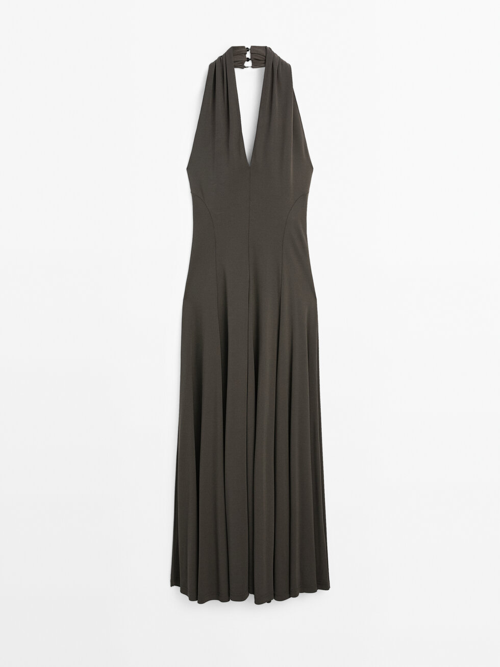 Long flowing halter-neck dress - STUDIO · Grey · Caps And