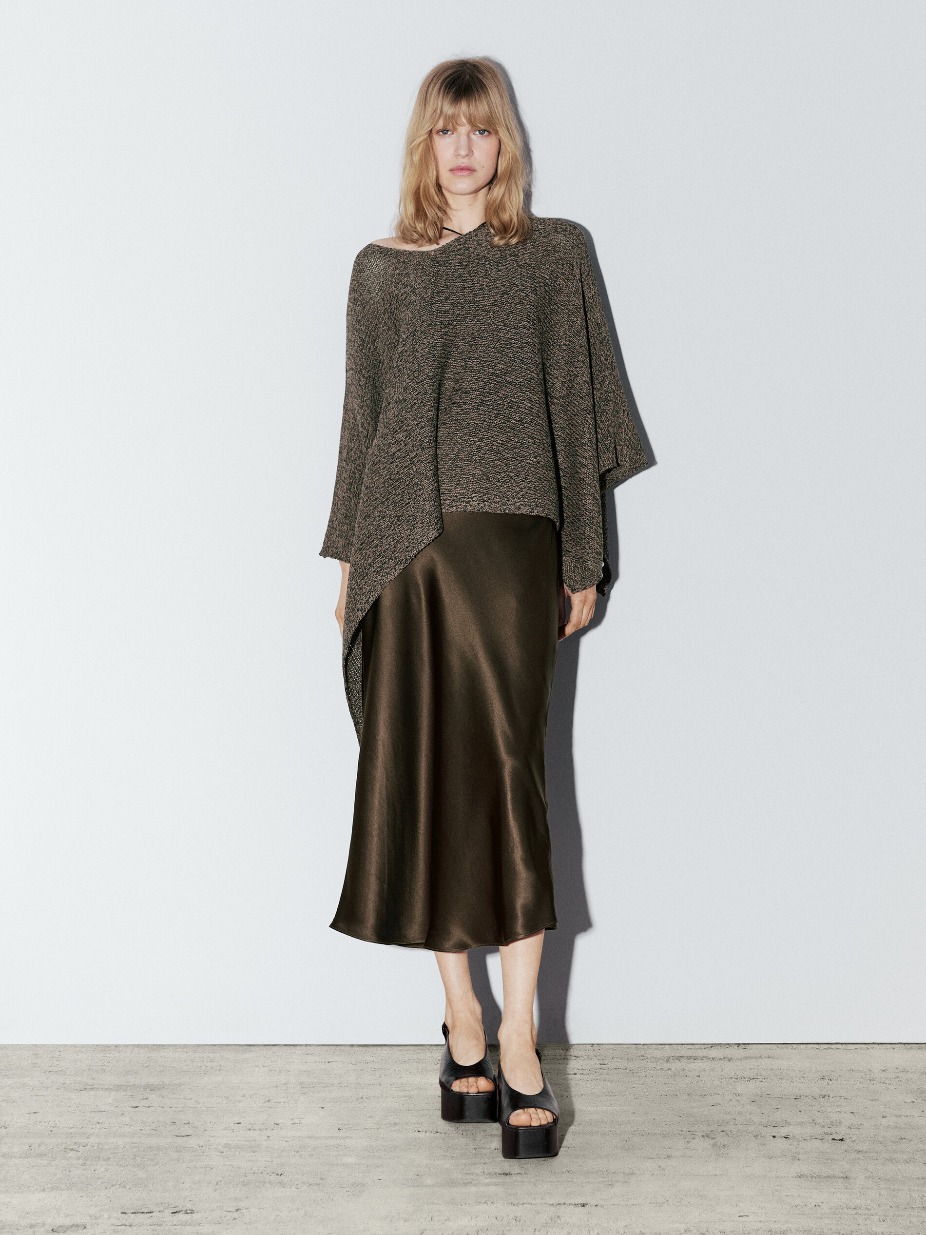 Marbled Knitted Cape - Studio - Multicolor - S - Massimo Dutti - Femminile