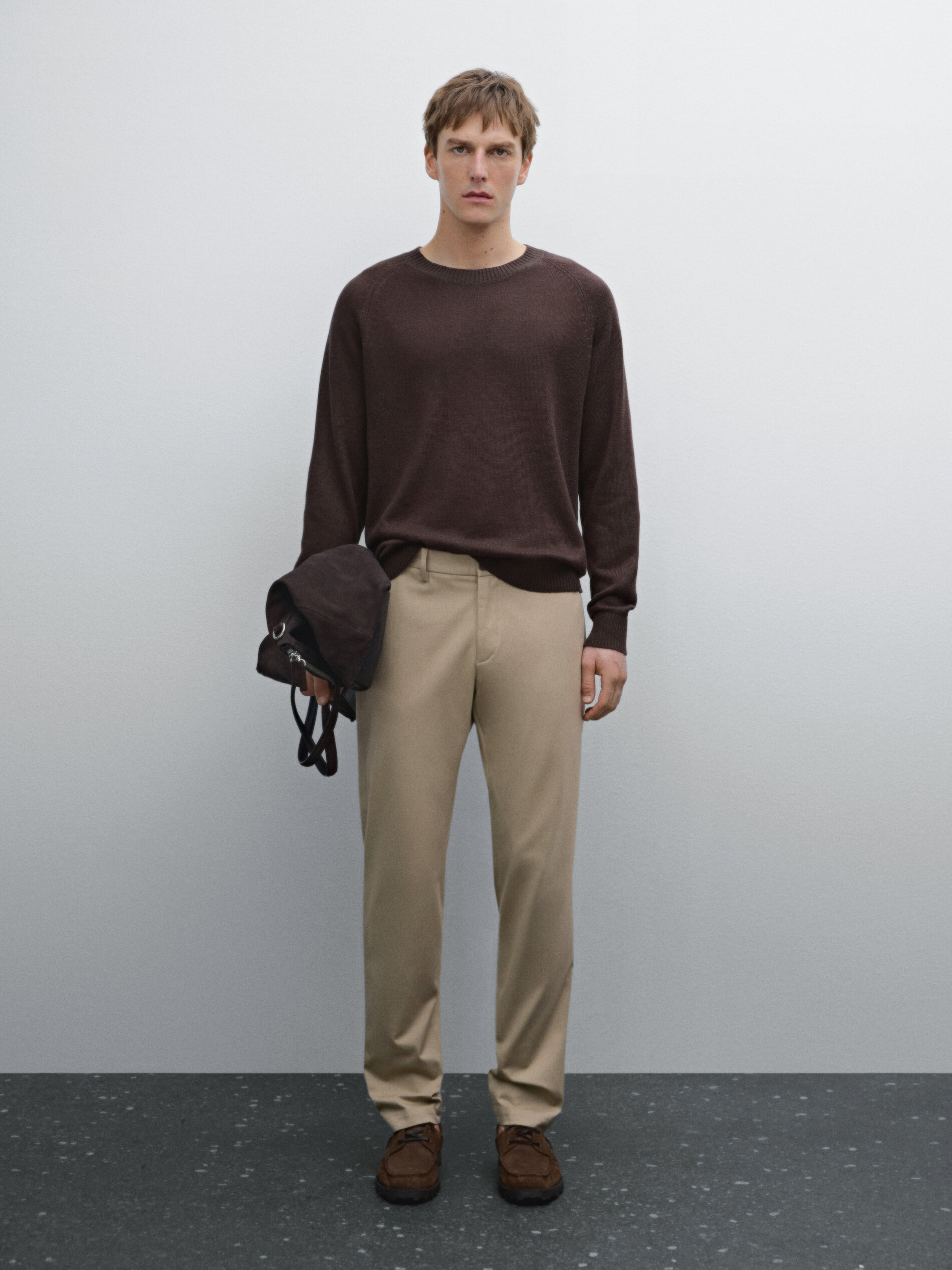 Pantalon Slim En Coton Mélangé - Beige - 50 - Massimo Dutti - Homme