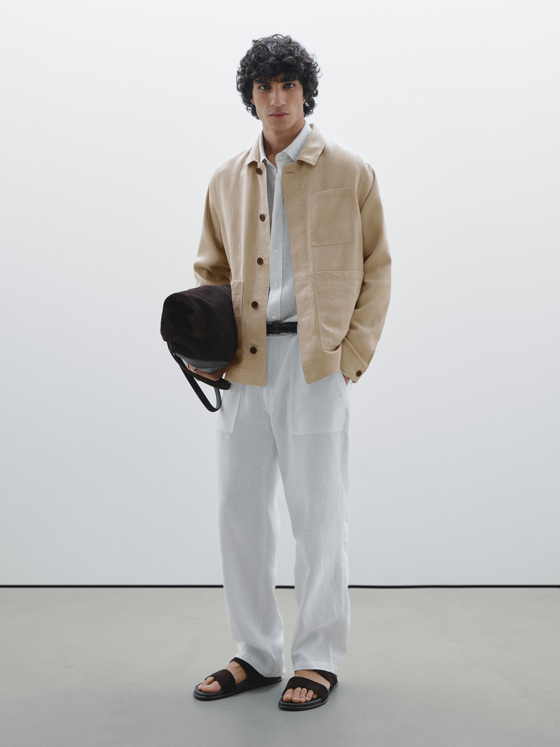 Pantalón Jogger Fit 100% Lino - Blanco - S - Massimo Dutti - Hombre