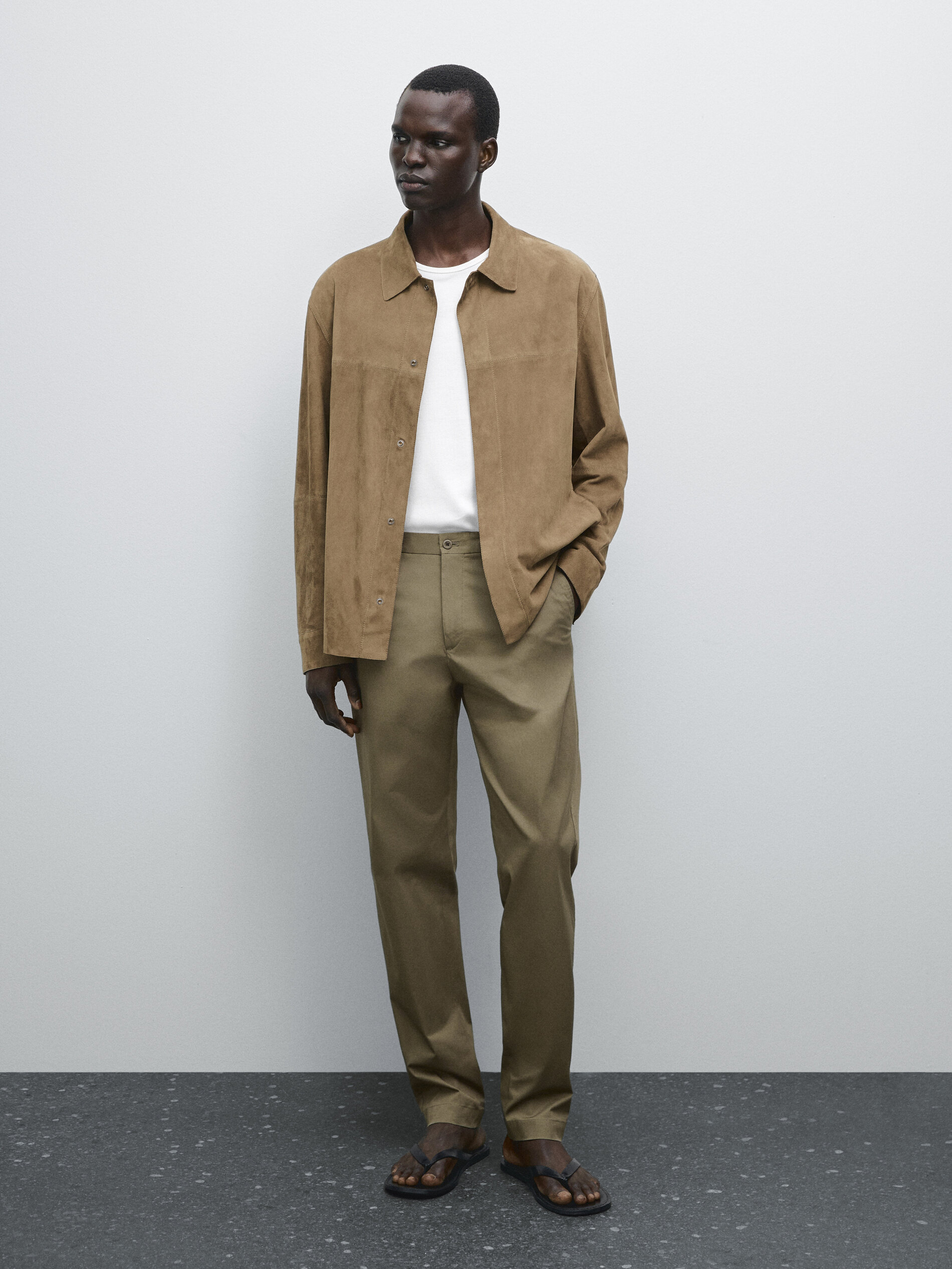 Pantaloni Tapered Fit In Misto Cotone - Kaki - 48 - Massimo Dutti - Maschile