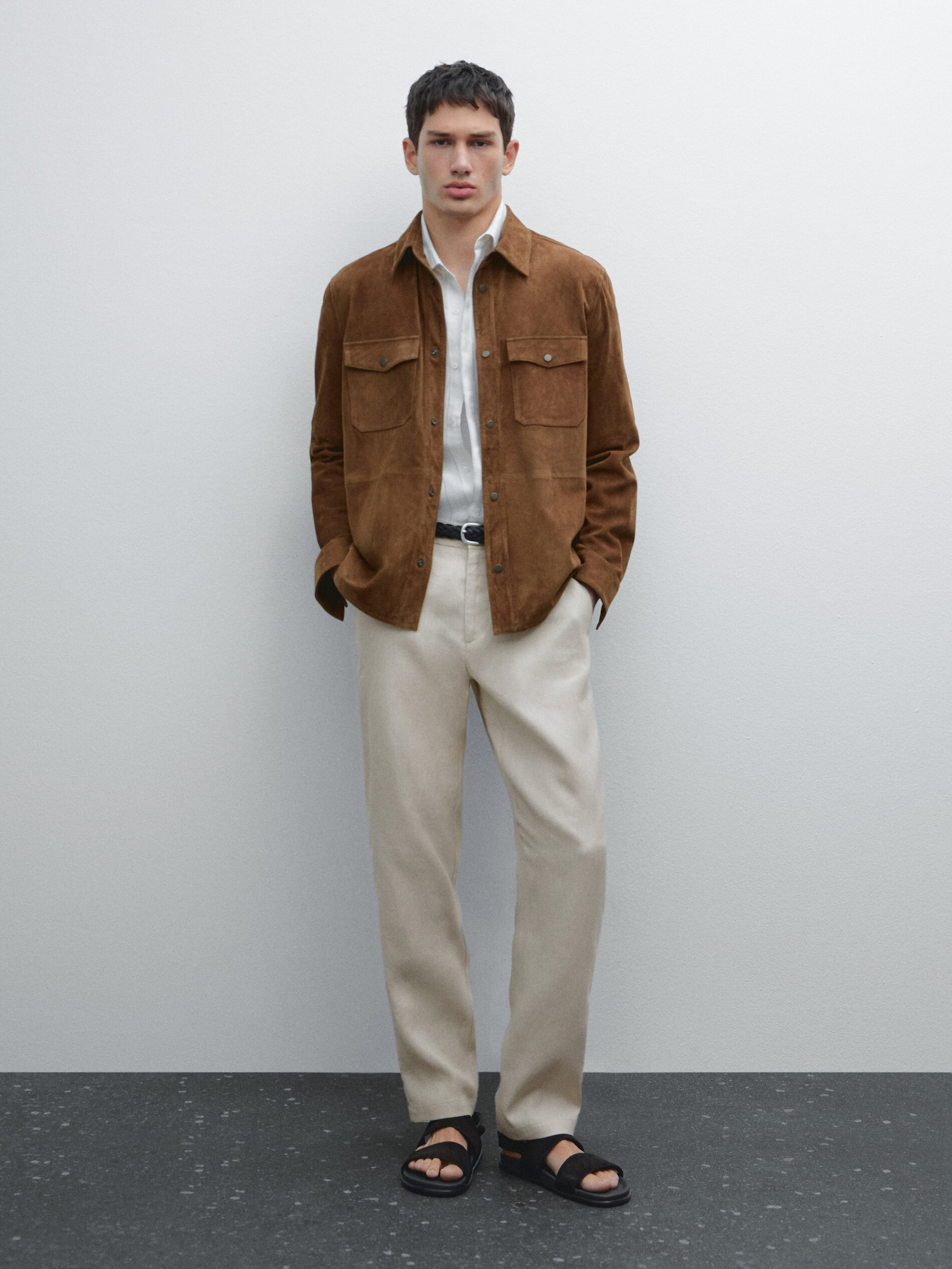 Pantalon Tapered 100 % Lin - Beige - 36 - Massimo Dutti - Homme