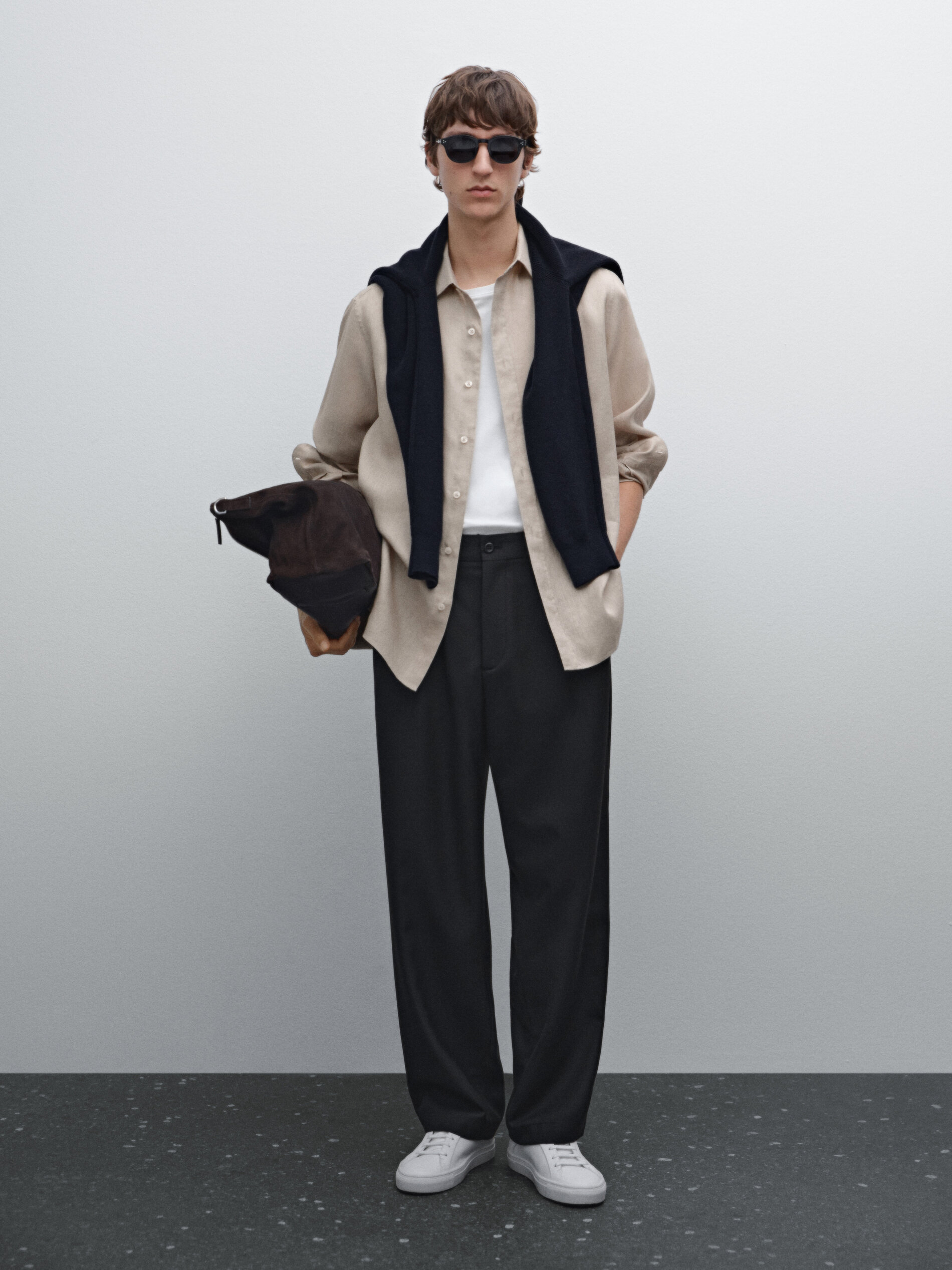 Chemise Slim 100 % Lin - Sable - M - Massimo Dutti - Homme