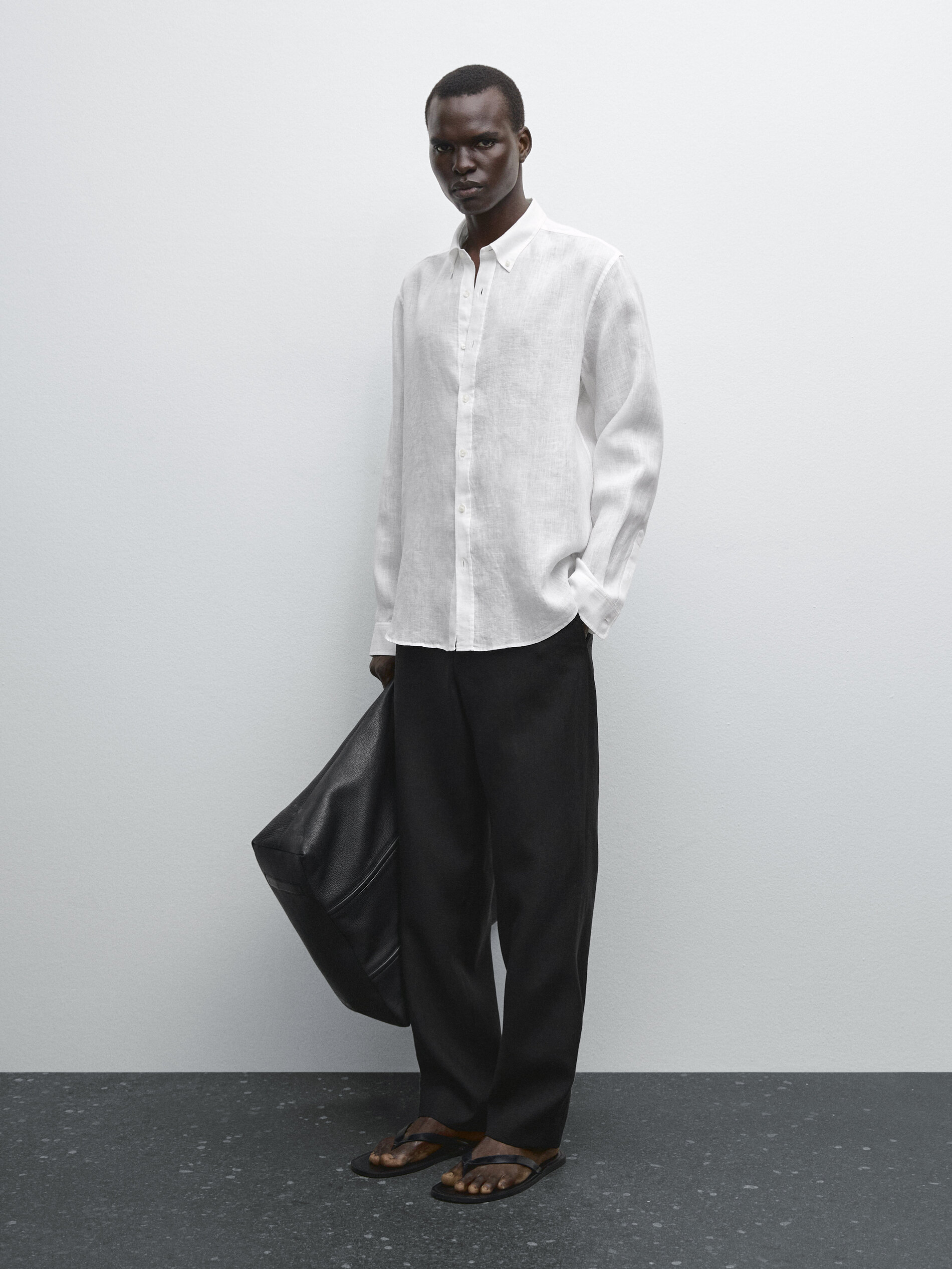 Chemise Regular Fit 100 % Lin - Blanc - L - Massimo Dutti - Homme