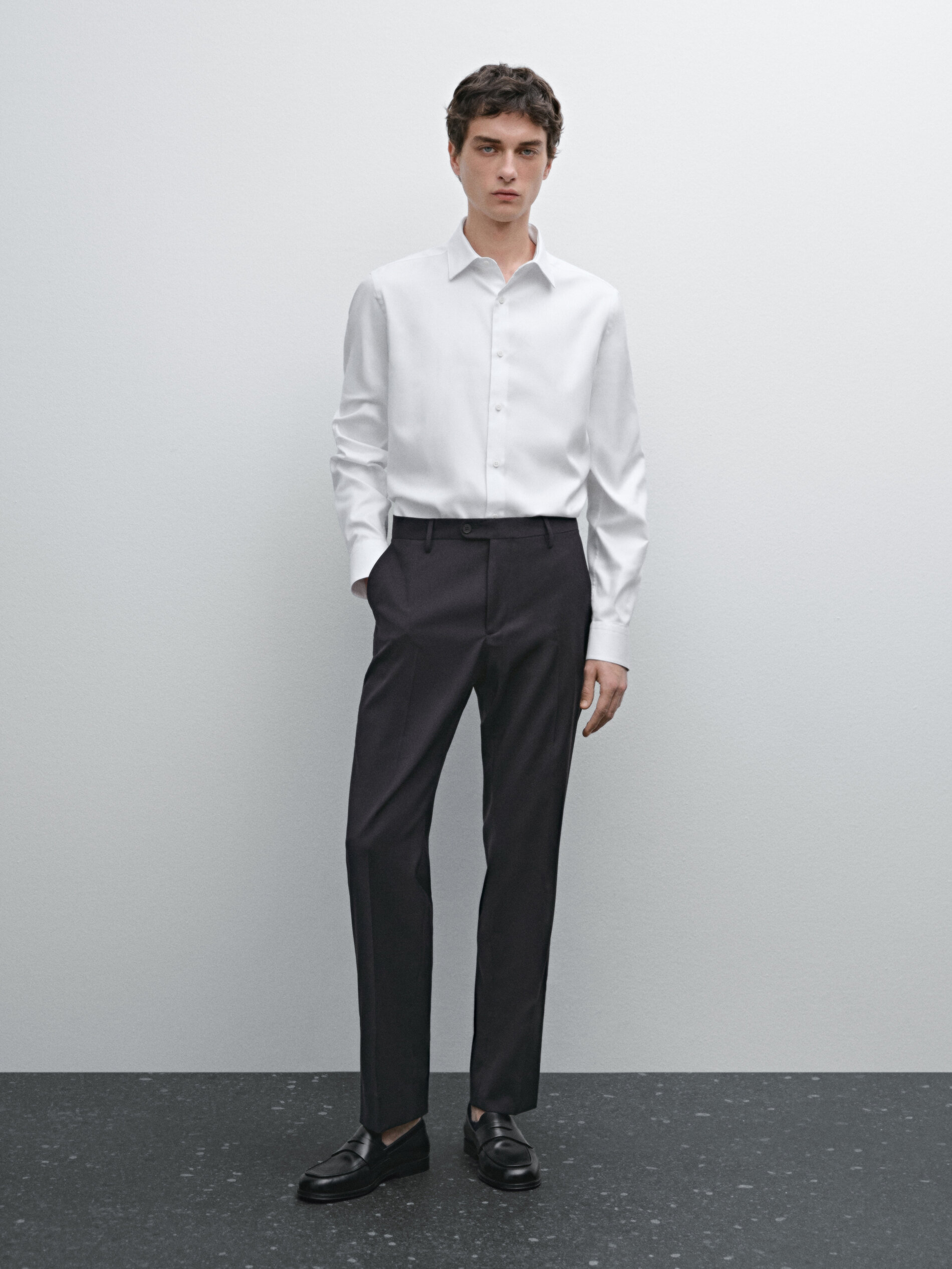 Chemise Oxford Slim 100 % Coton - Blanc - 37 - Massimo Dutti - Homme