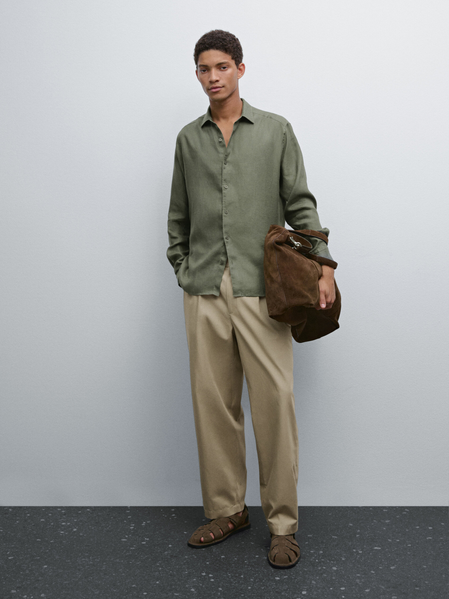 Chemise Regular Fit Twill Léger - Vert - Xxl - Massimo Dutti - Homme