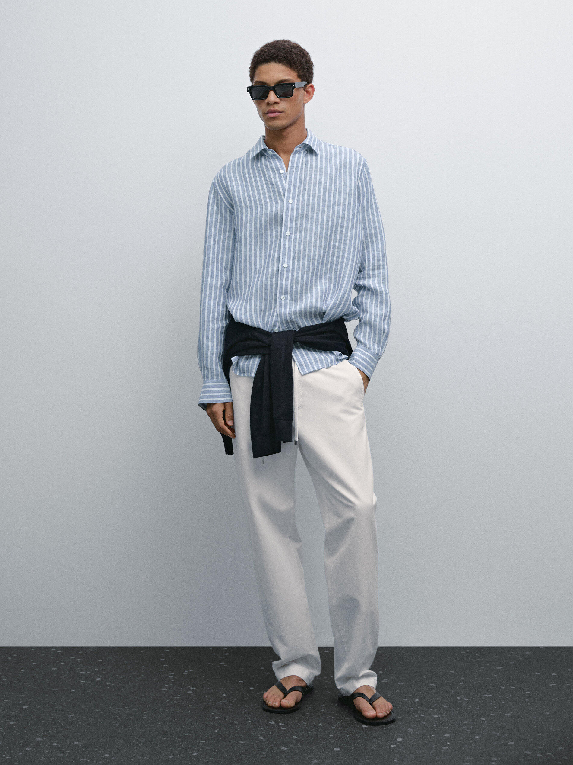 Chemise À Rayures Regular Fit - Bleu Ciel - Xxl - Massimo Dutti - Homme