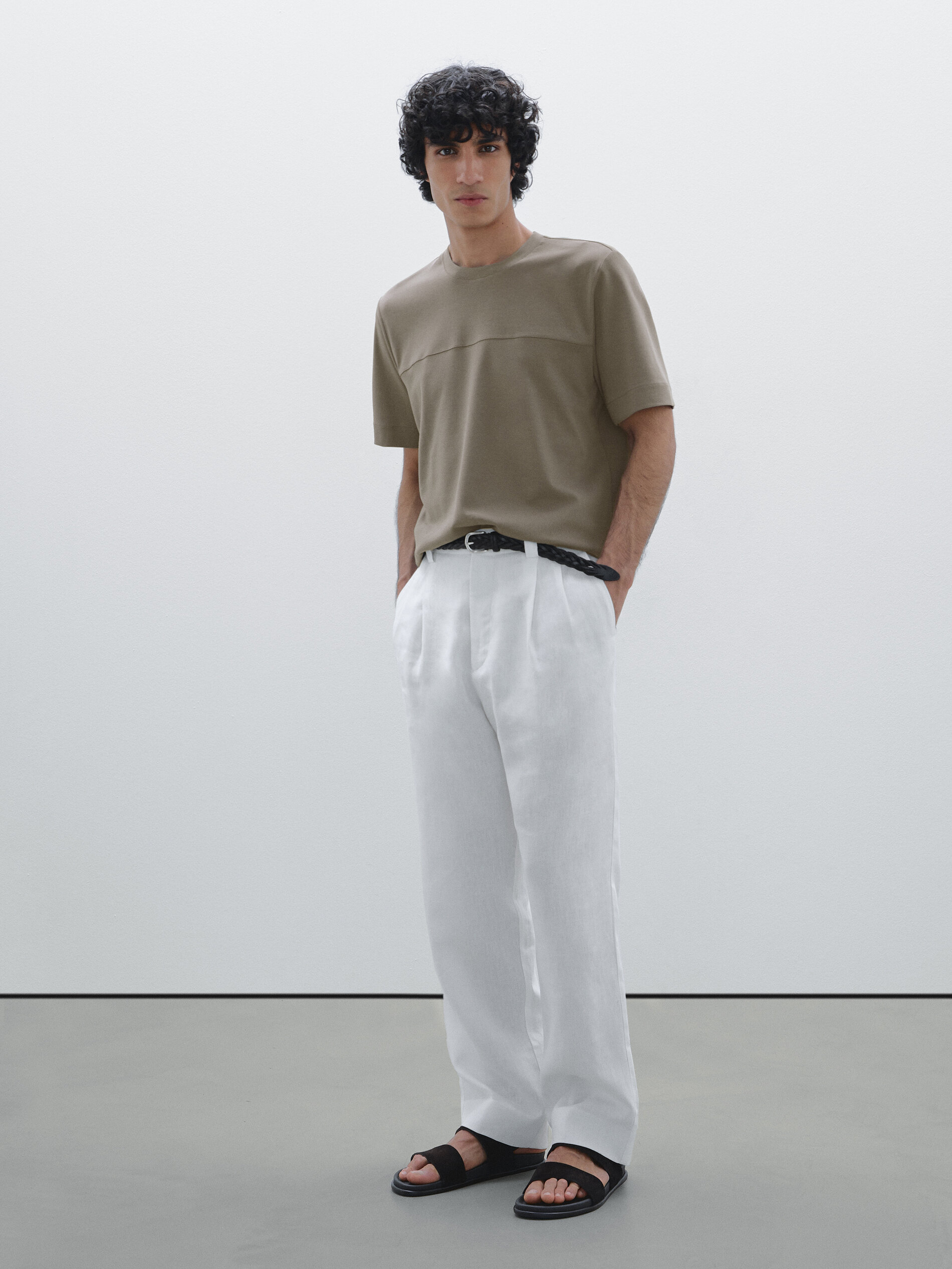 Maglietta Con Dettaglio Di Cucitura 100% Cotone - Grigio - M - Massimo Dutti - Maschile