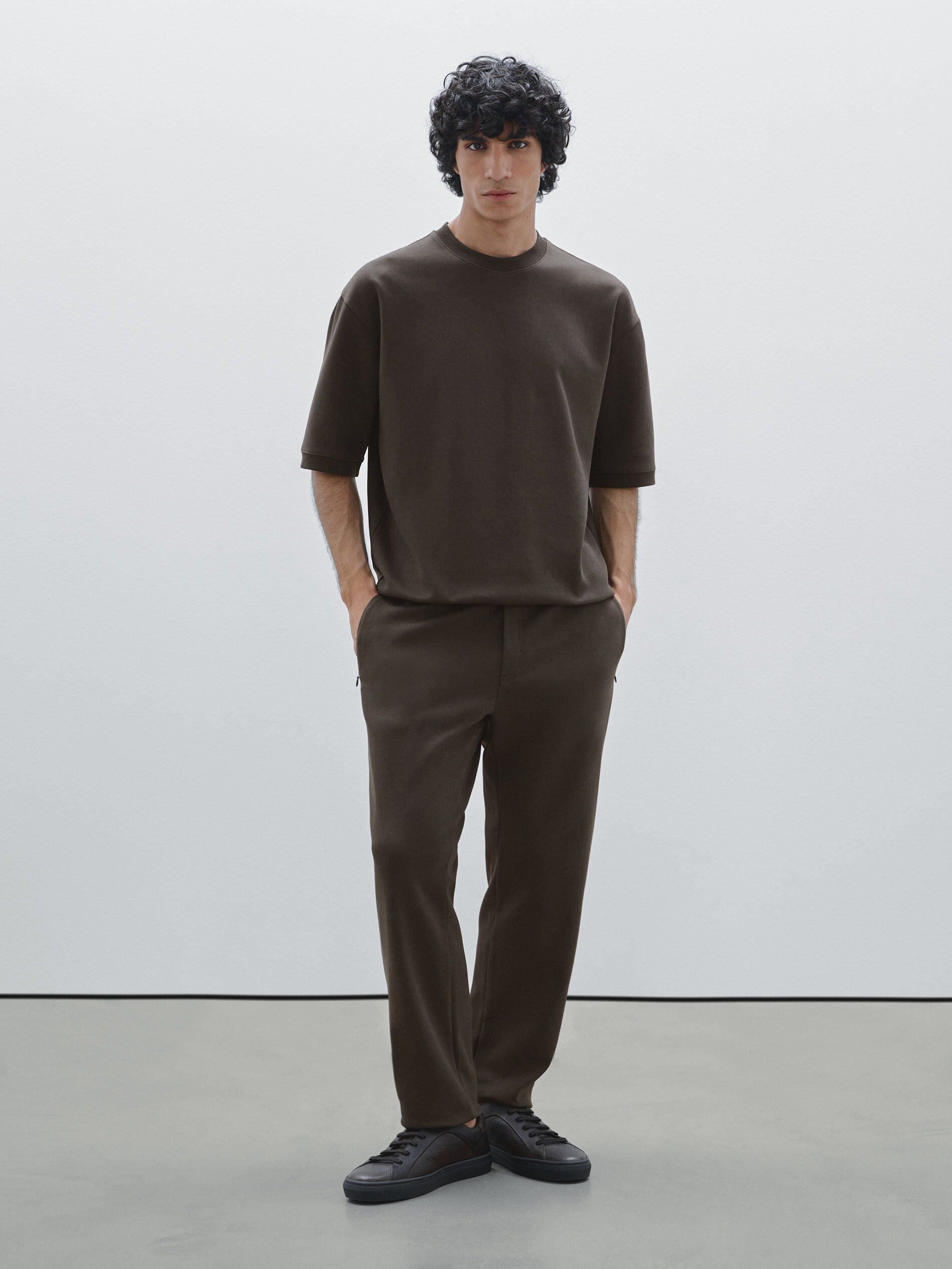 Pantaloni Jogger Fit In Misto Cotone - Cioccolato - M - Massimo Dutti - Maschile