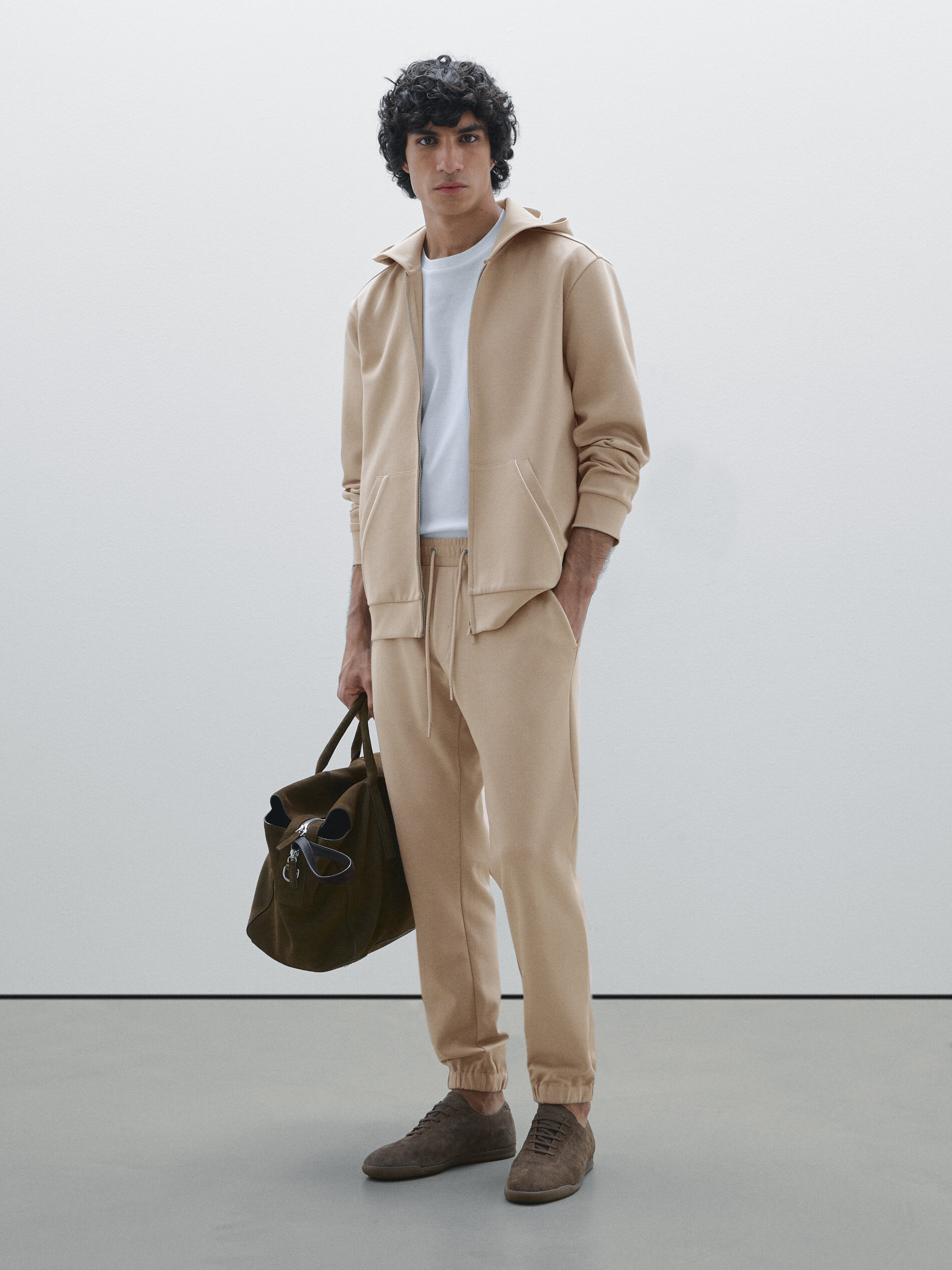 Felpa Con Cappuccio In Misto Cotone - Visone - M - Massimo Dutti - Maschile