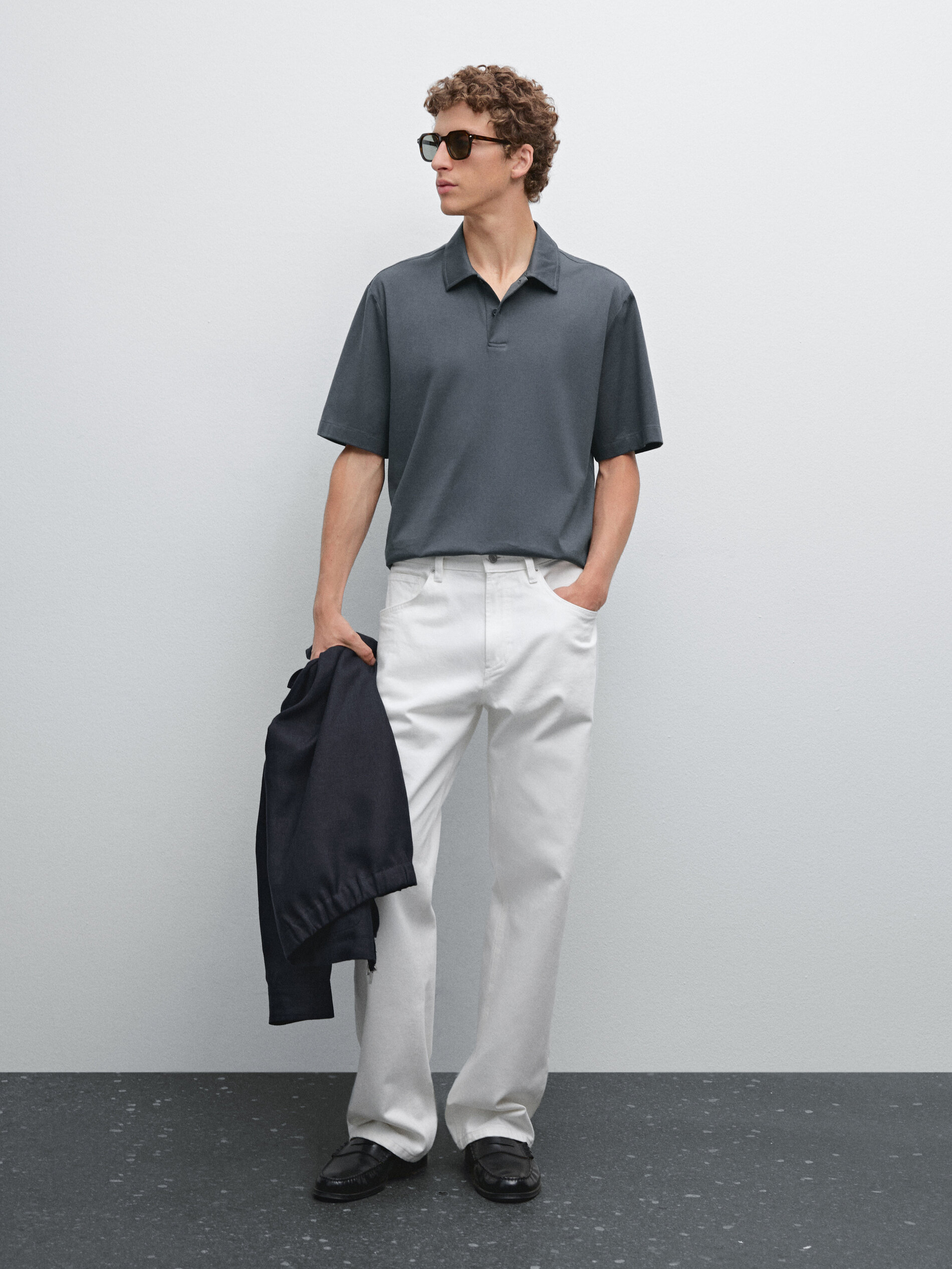 Polo Slim En Coton Mélangé - Plomb - Xl - Massimo Dutti - Homme