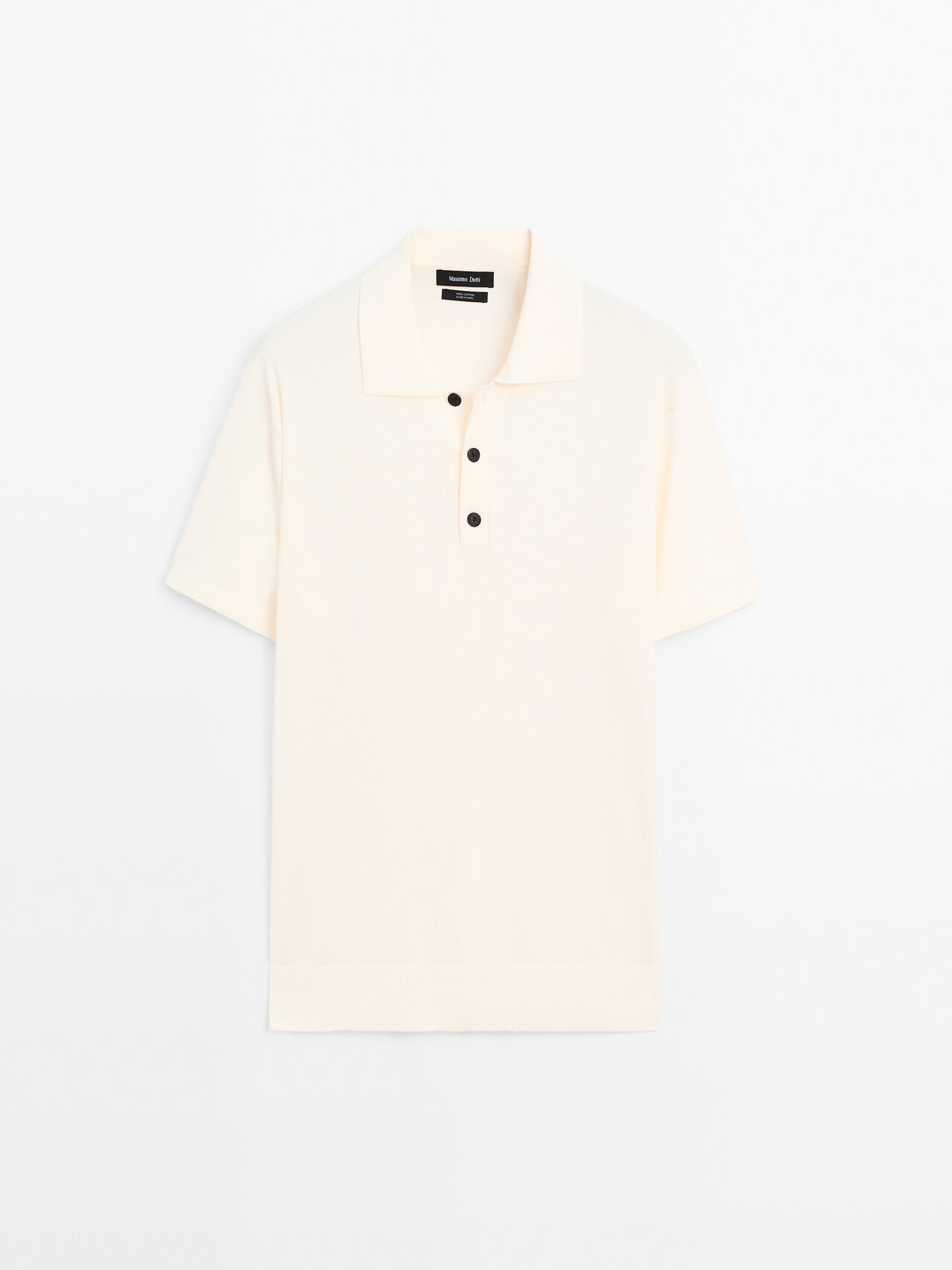 Massimo Dutti - Herre - Regular Fit Poloshirt I Strik Af 100 % Bomuld - Råhvid - S