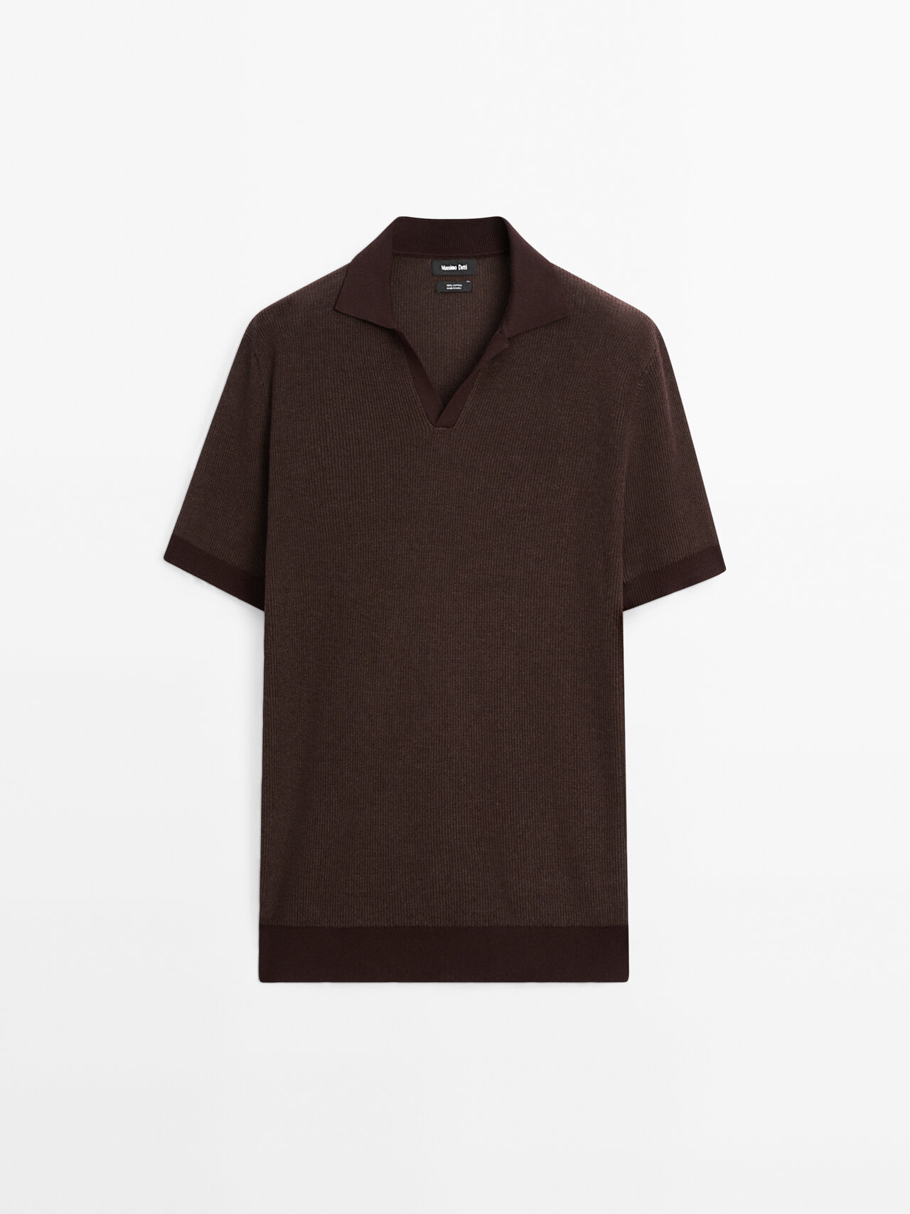 Massimo Dutti - Heren - 100% Katoenen Tricot Poloshirt - Granaat - Xl