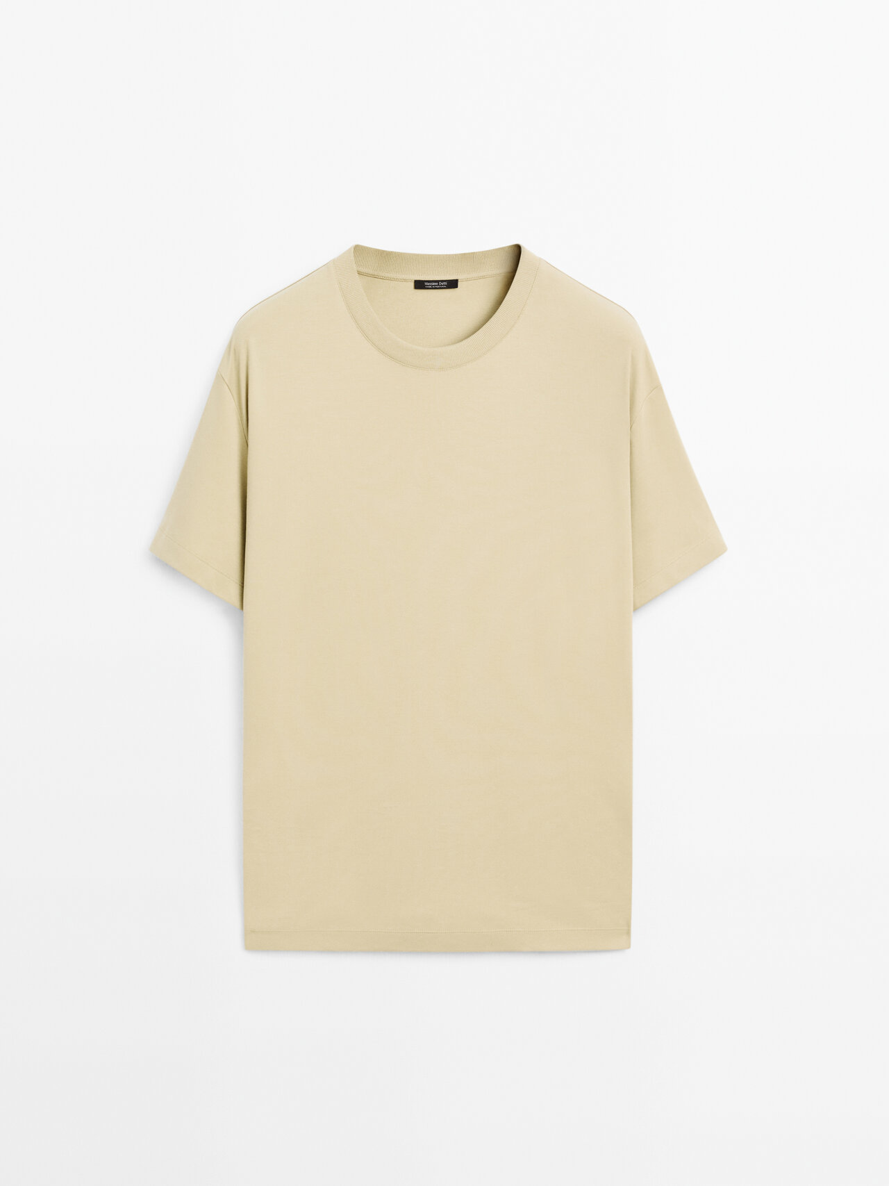 Massimo Dutti - Heren - 100% Katoenen T-Shirt Van Middelgroot Gewicht - Groenachtig - S