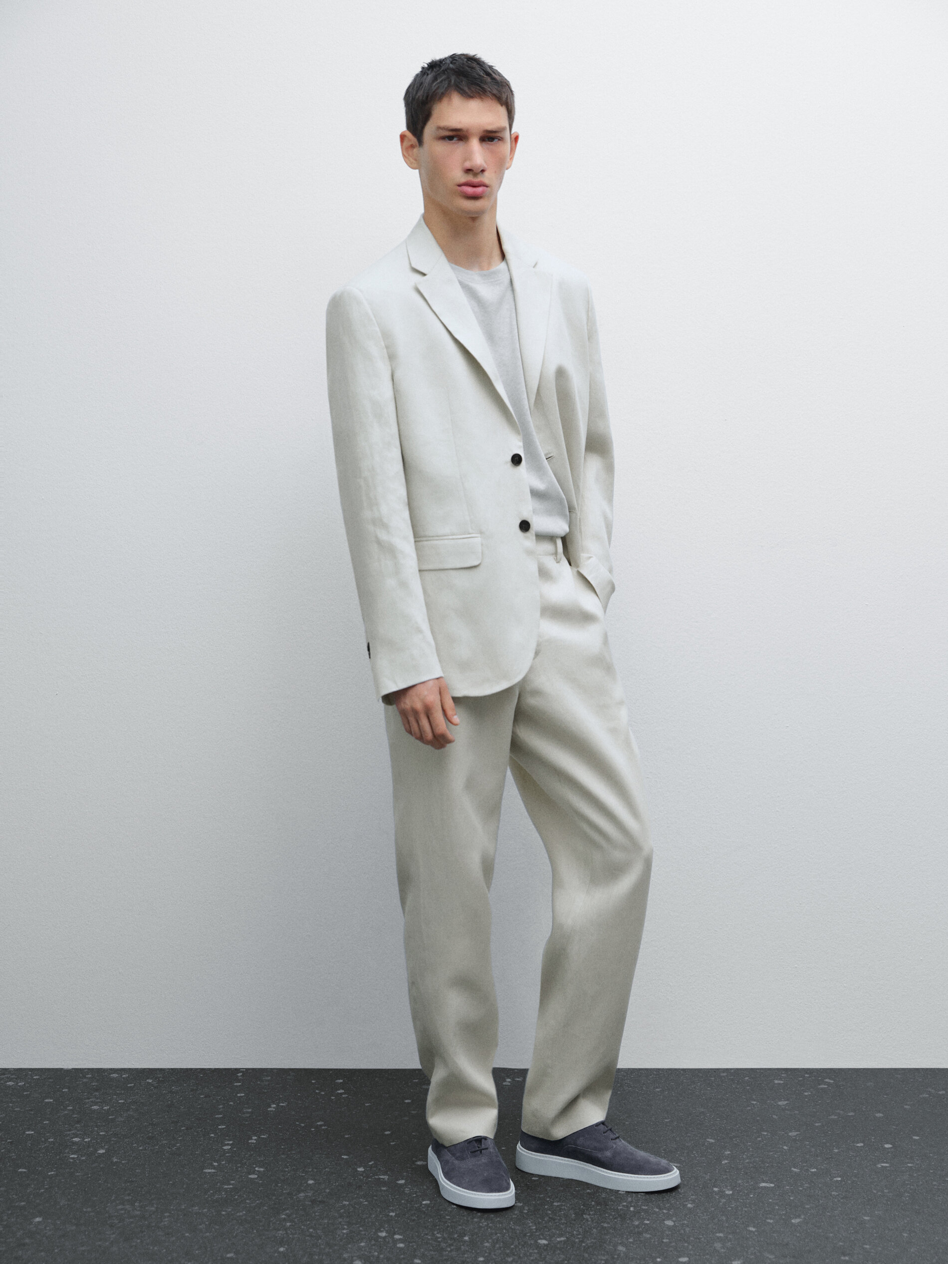 Pantalon De Tailleur 100 % Lin - Beige Clair - 44 - Massimo Dutti - Homme