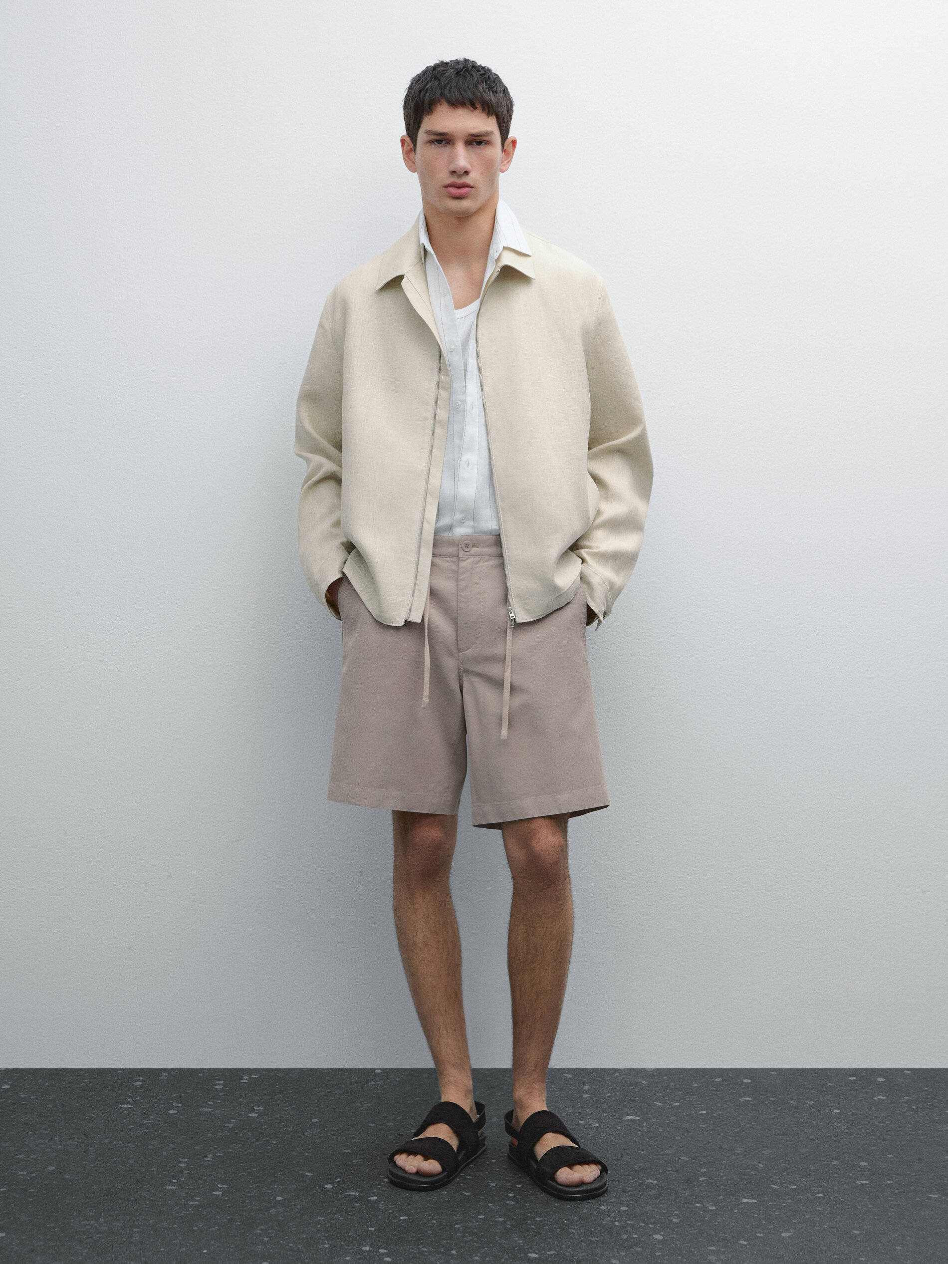 Bermuda Semi-Jogging En Coton Mélangé - Gris - S - Massimo Dutti - Homme