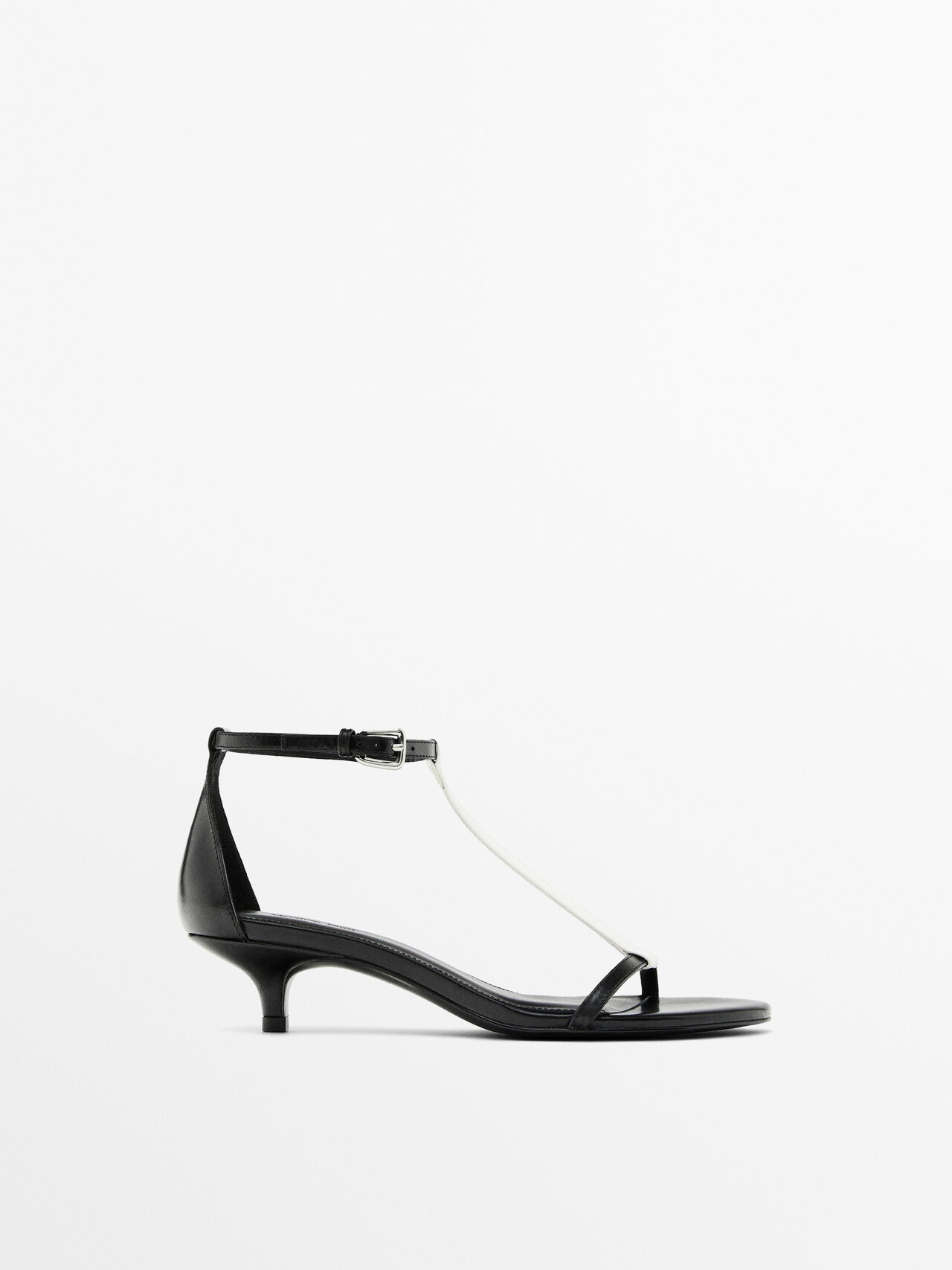 Massimo Dutti - Dames - Gehakte Sandaal Met Bandjes - Gecombineerd - 35