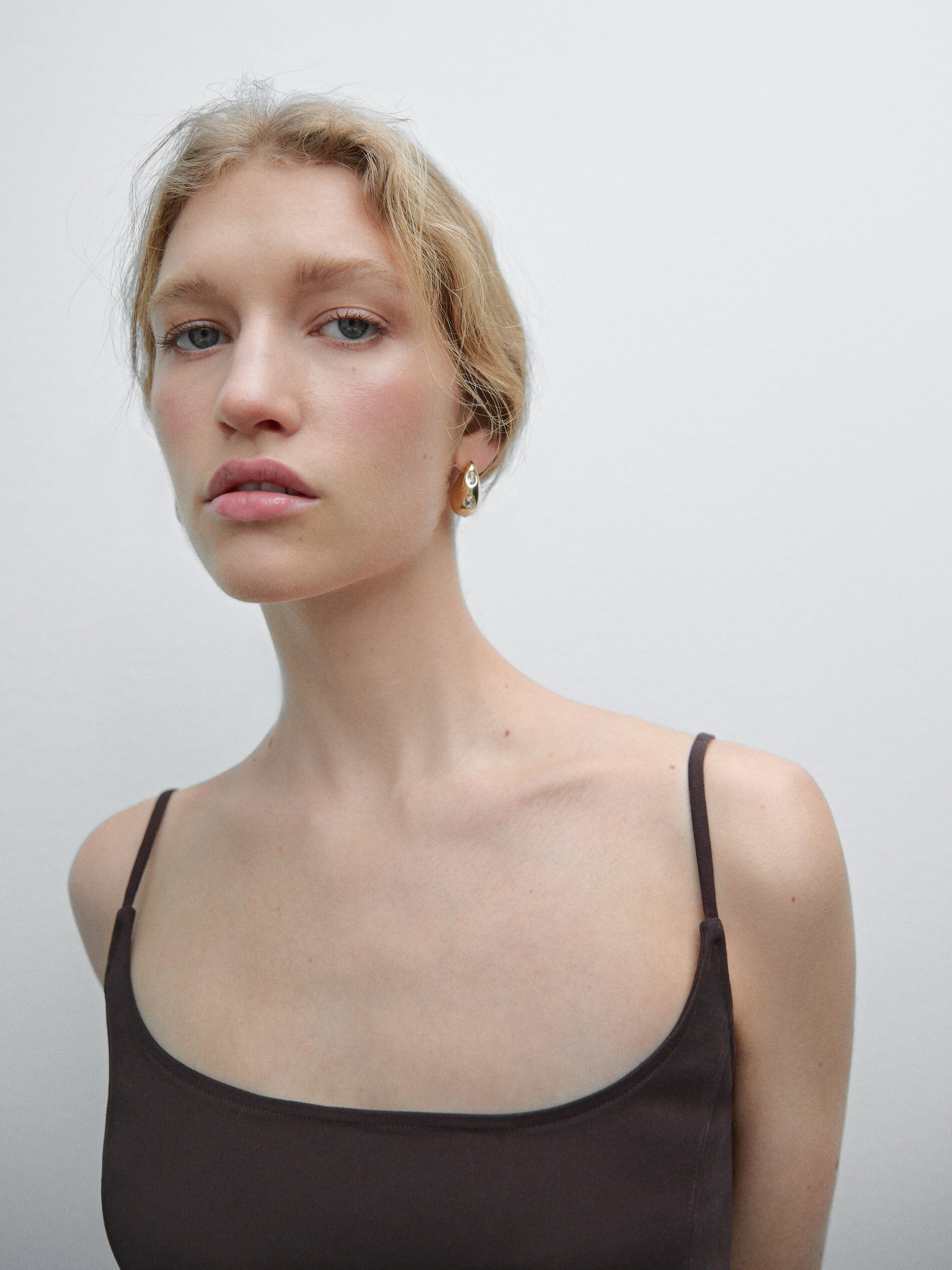 Boucles D’oreilles Gouttes D’eau Brillants - Doré - 01 - Massimo Dutti - Femme