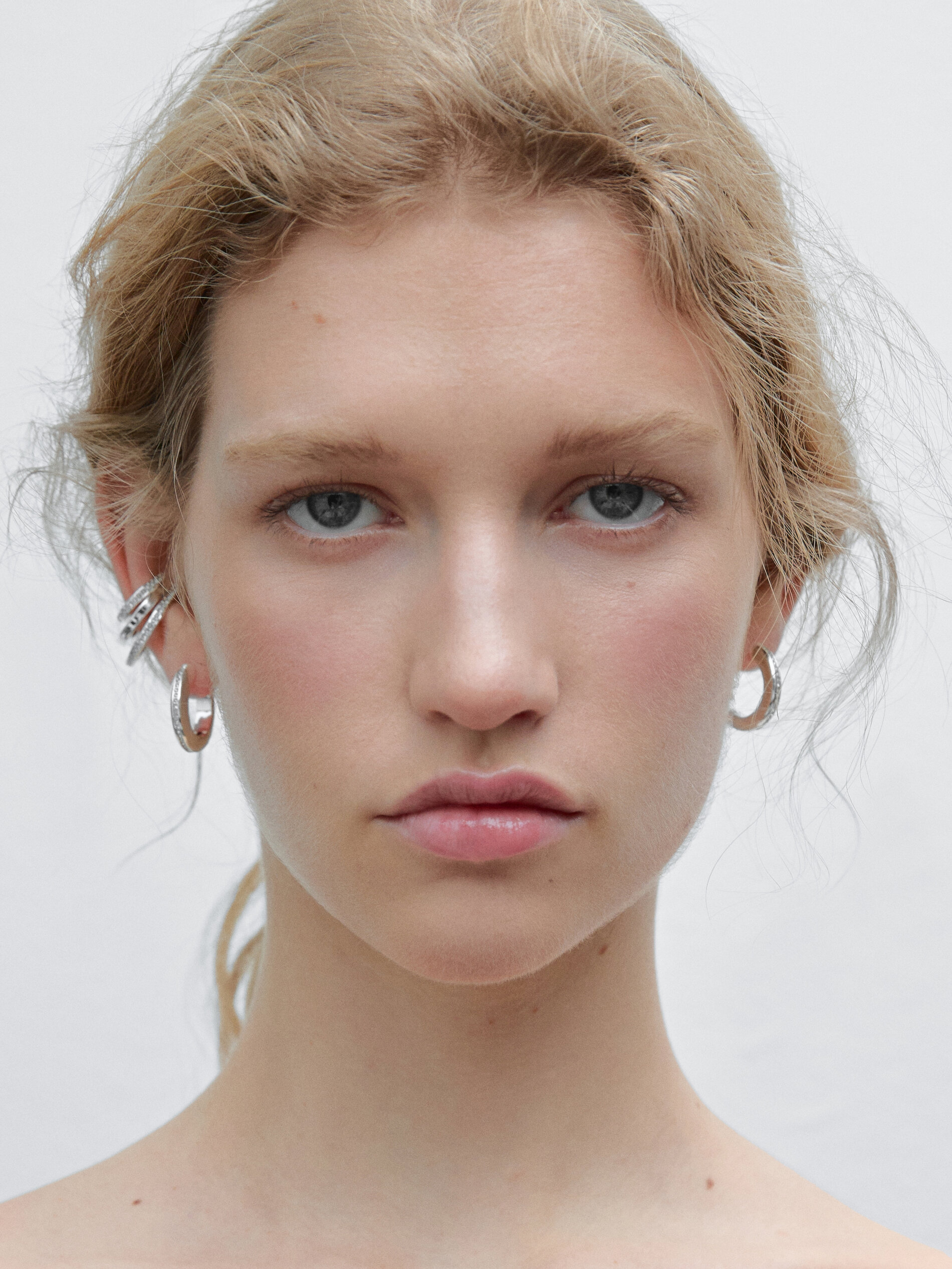 Boucles D’oreilles Anneaux À Brillants - Argent - 01 - Massimo Dutti - Femme