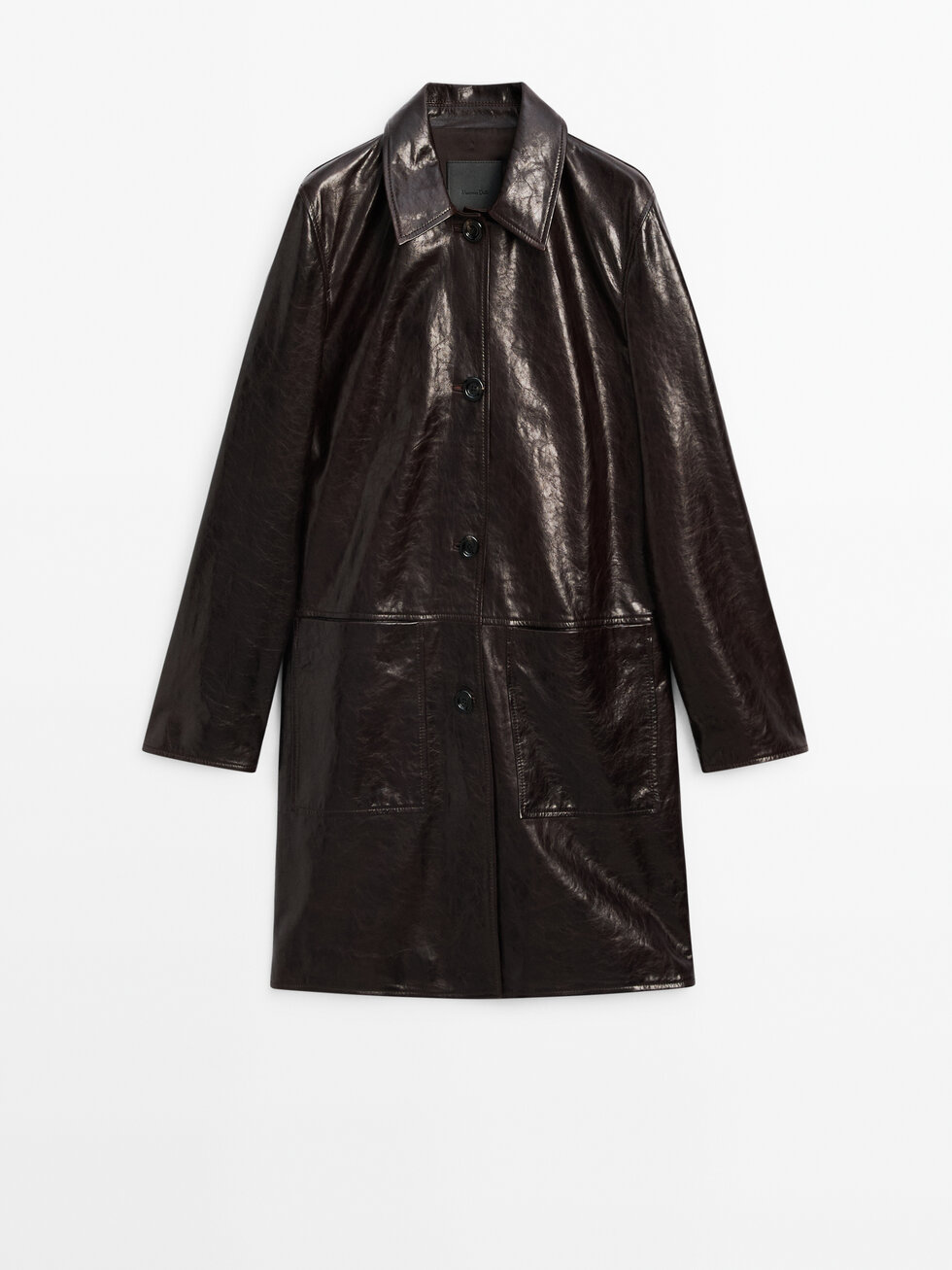 Cappotto effetto stropicciato in pelle nappa