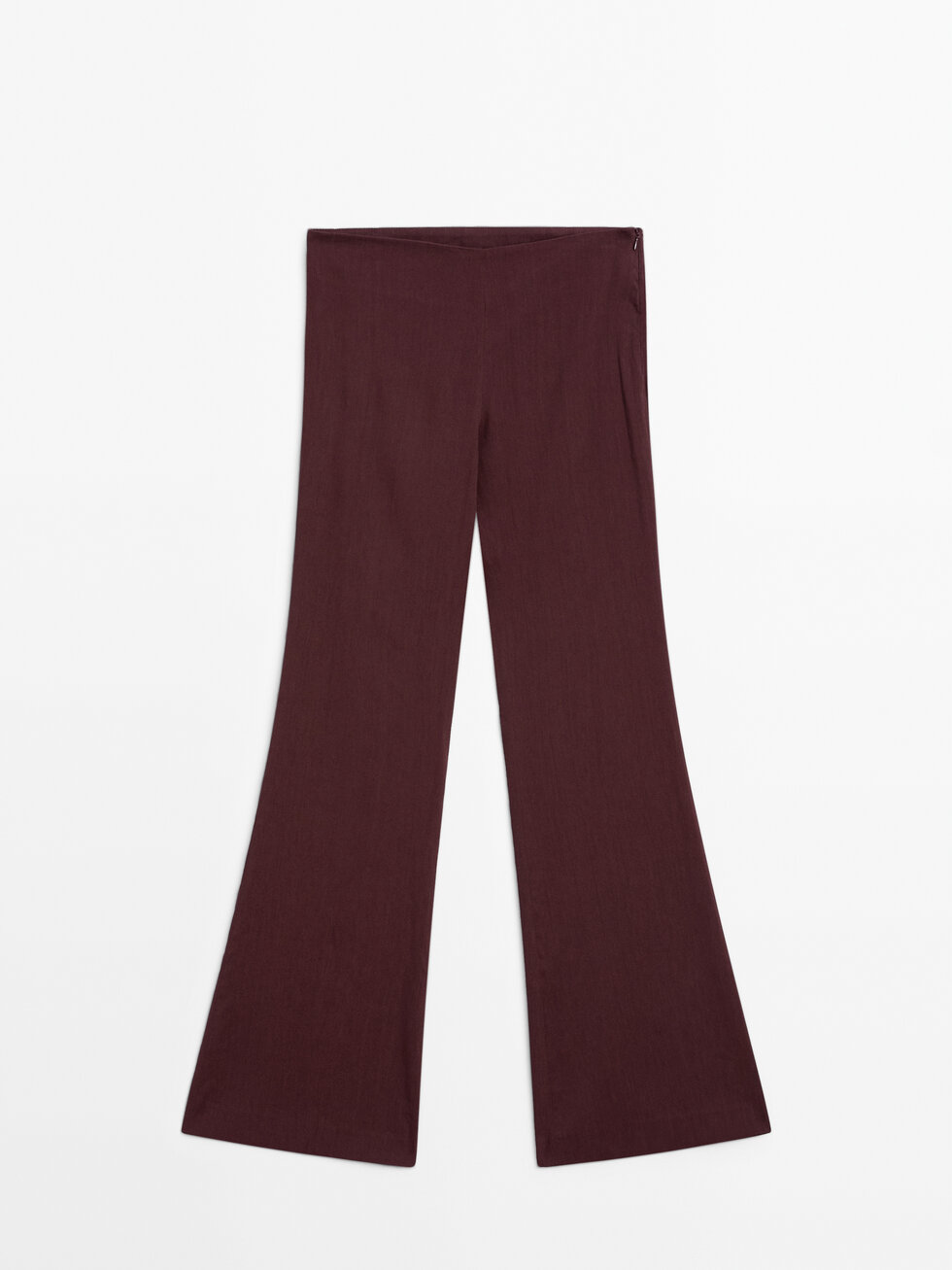 Flowing linen blend flared trousers