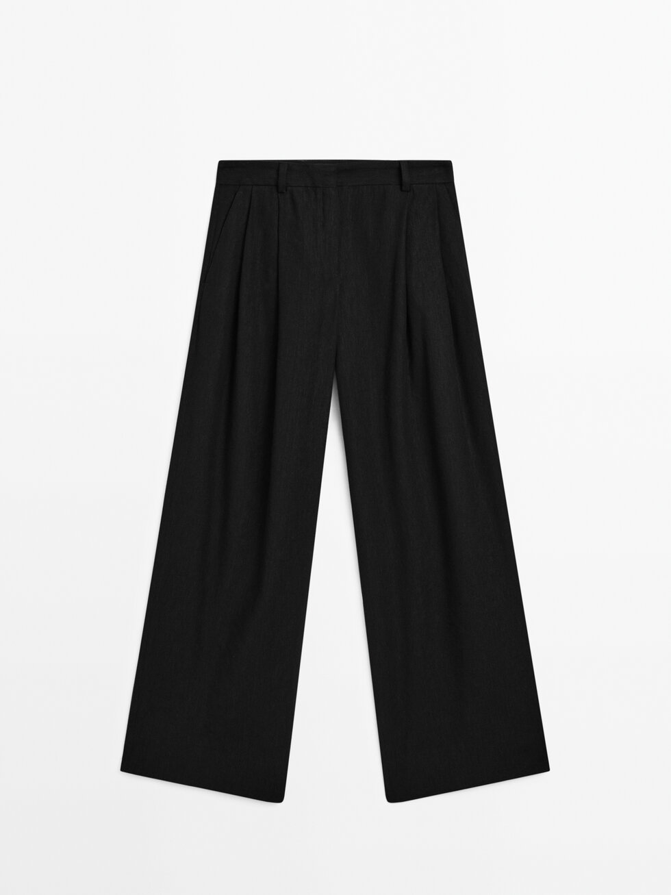 Pantalón recto pinzas con lino