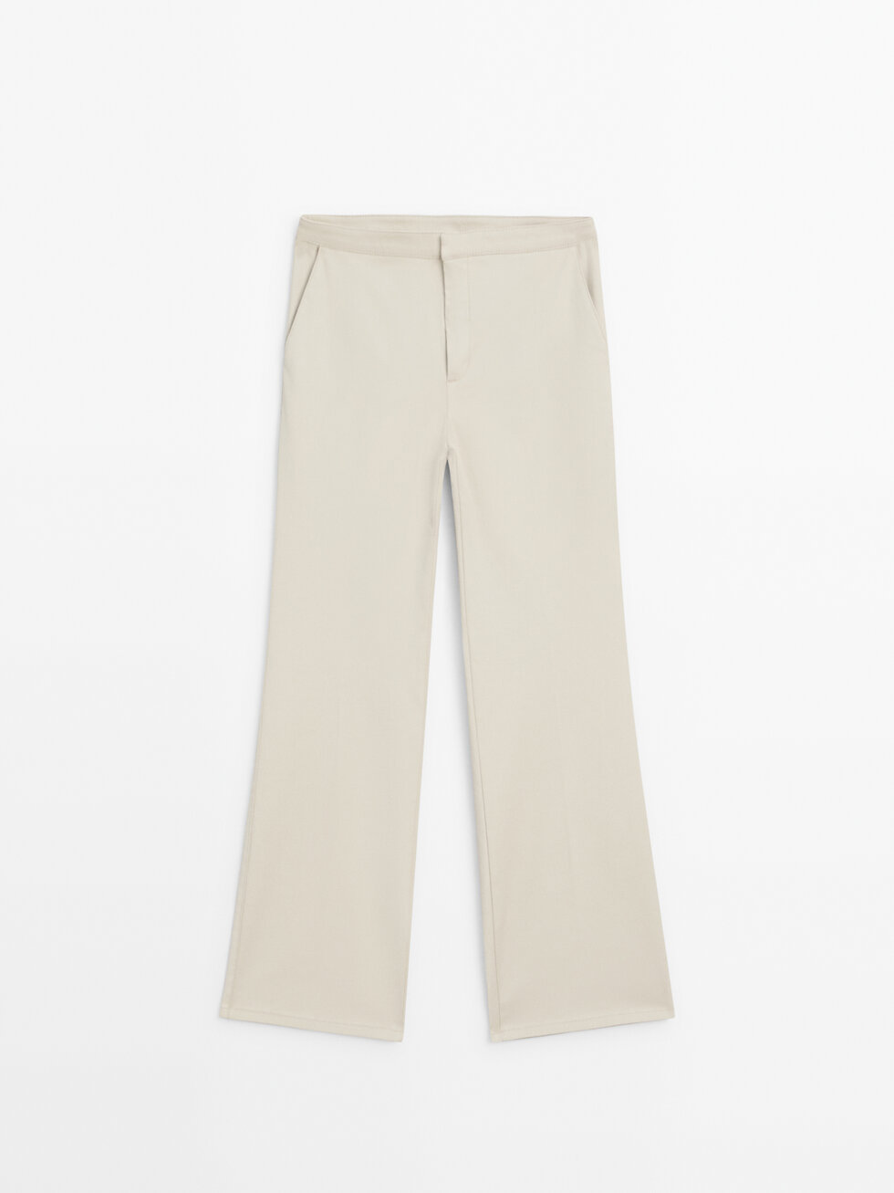 Waxed flare fit cropped trousers