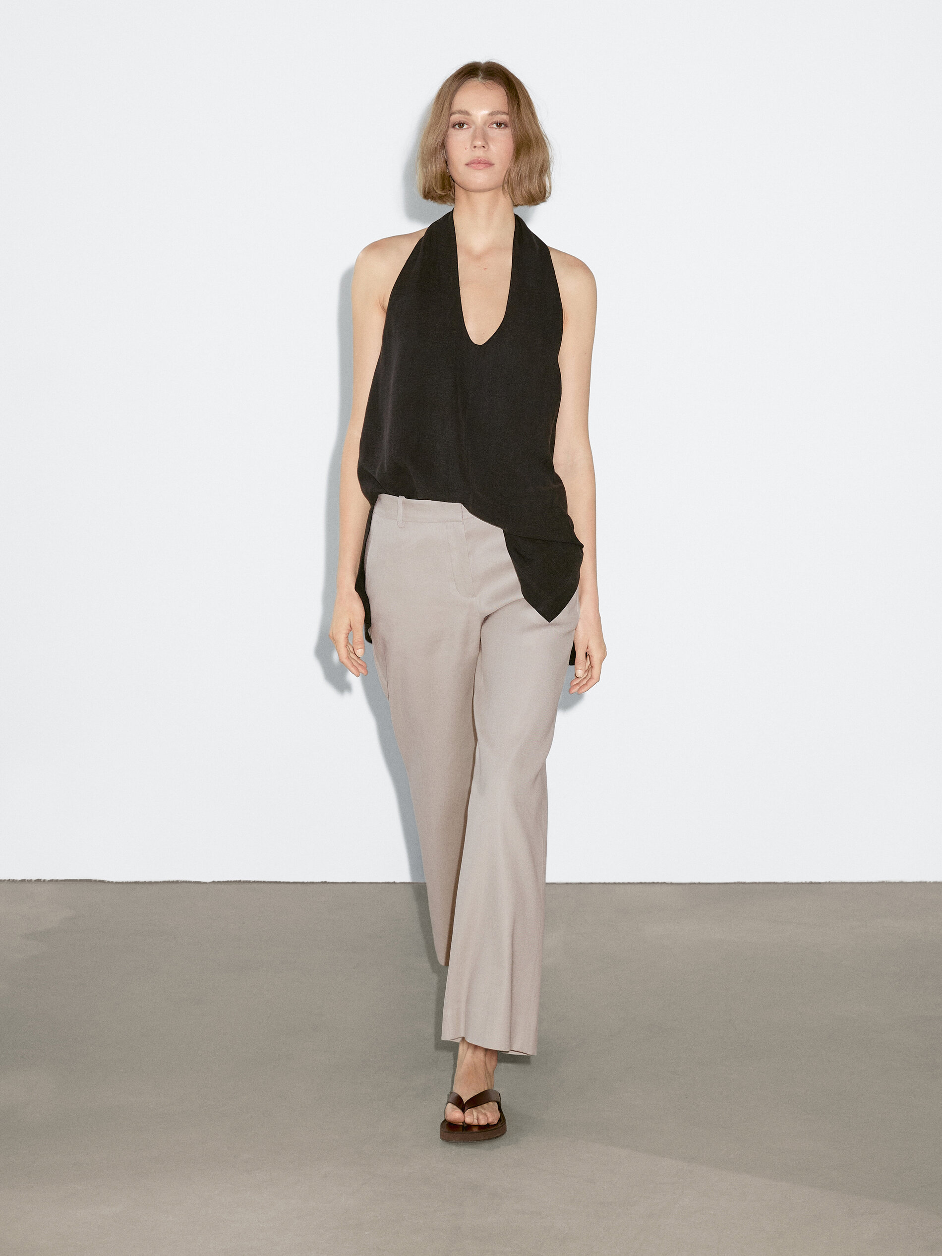 Pantalon Stretch Lin - Pierre - 42 - Massimo Dutti - Femme